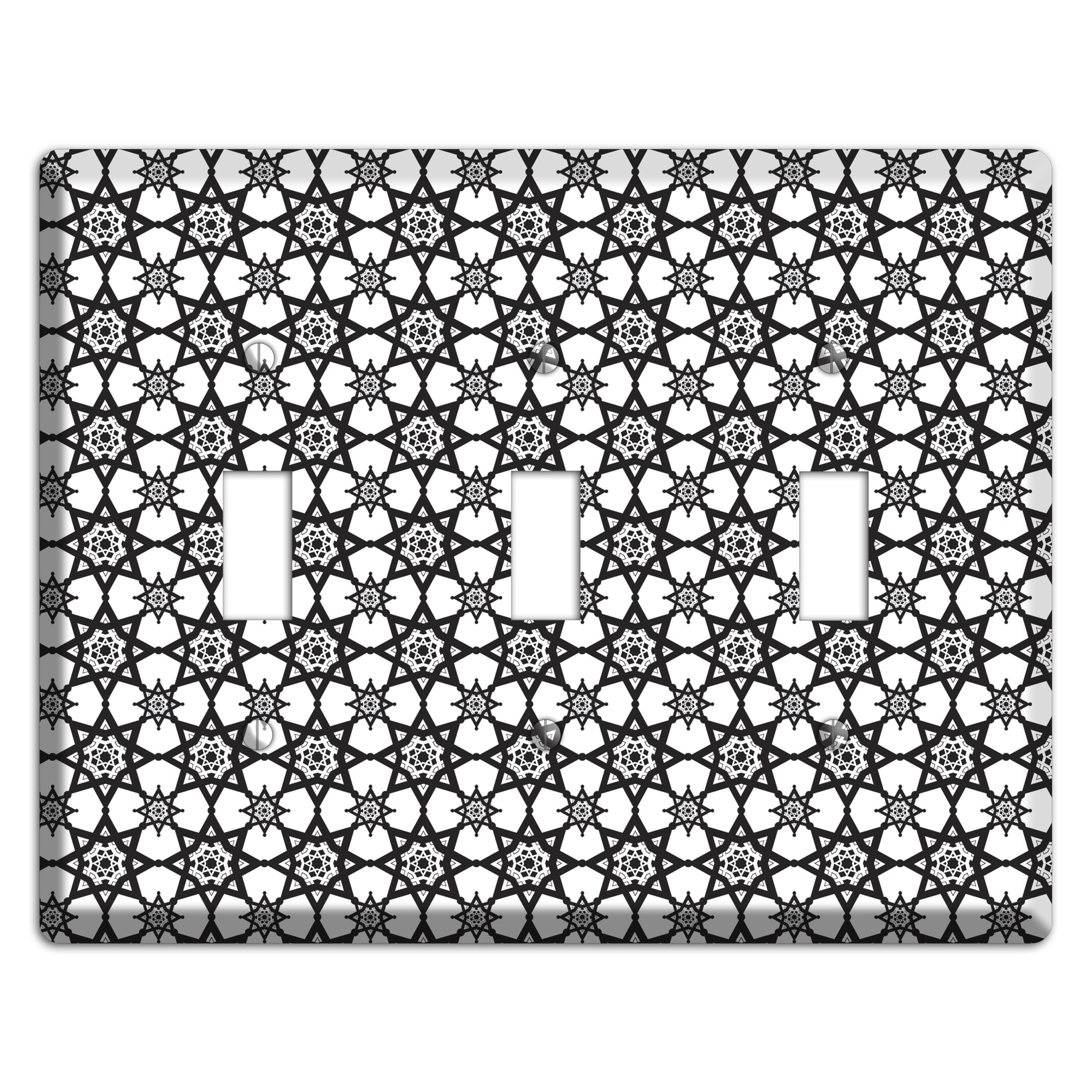 White and Black Arabesque 3 Toggle Wallplate