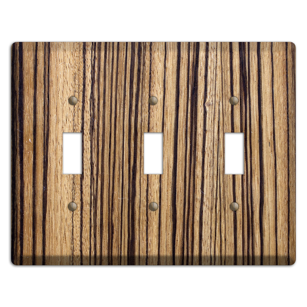 Zebrawood Wood Triple Toggle Switchplate