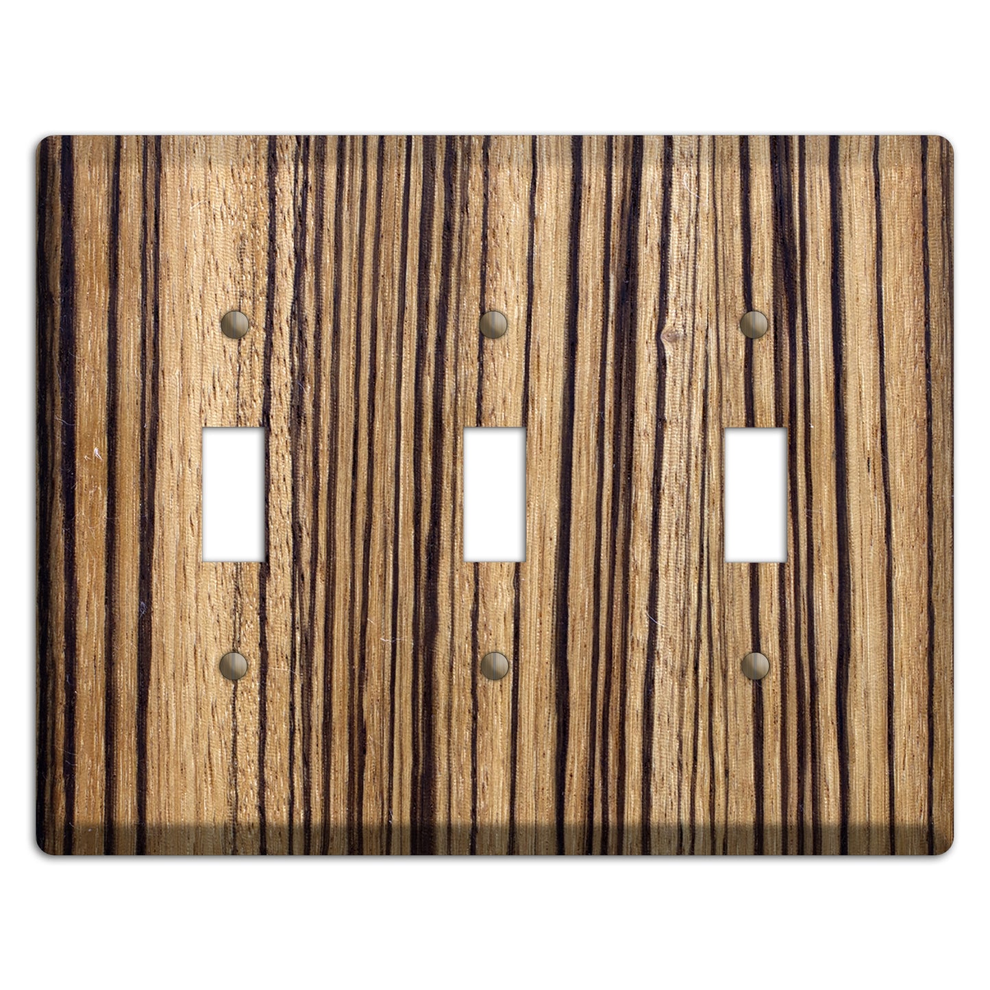 Zebrawood Wood Triple Toggle Switchplate