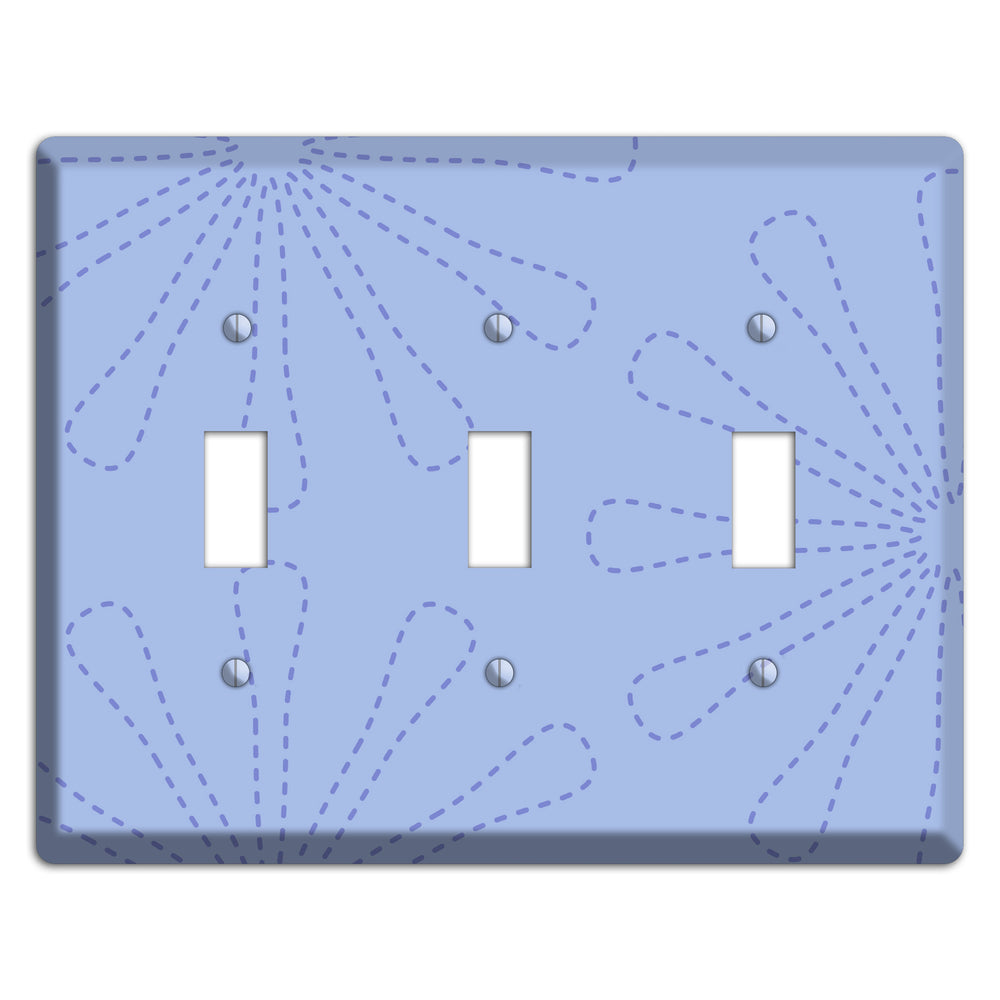 Periwinkle Retro Stipple Floral Contour 3 Toggle Wallplate