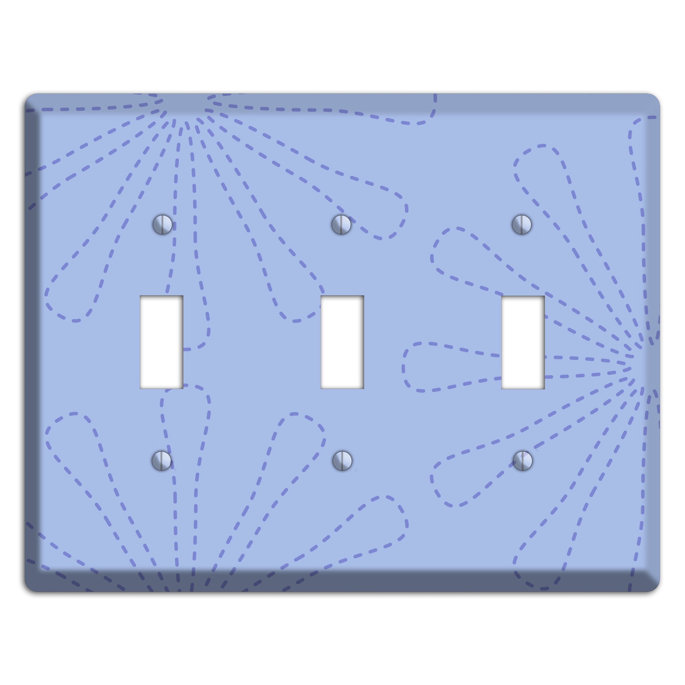 Periwinkle Retro Stipple Floral Contour 3 Toggle Wallplate