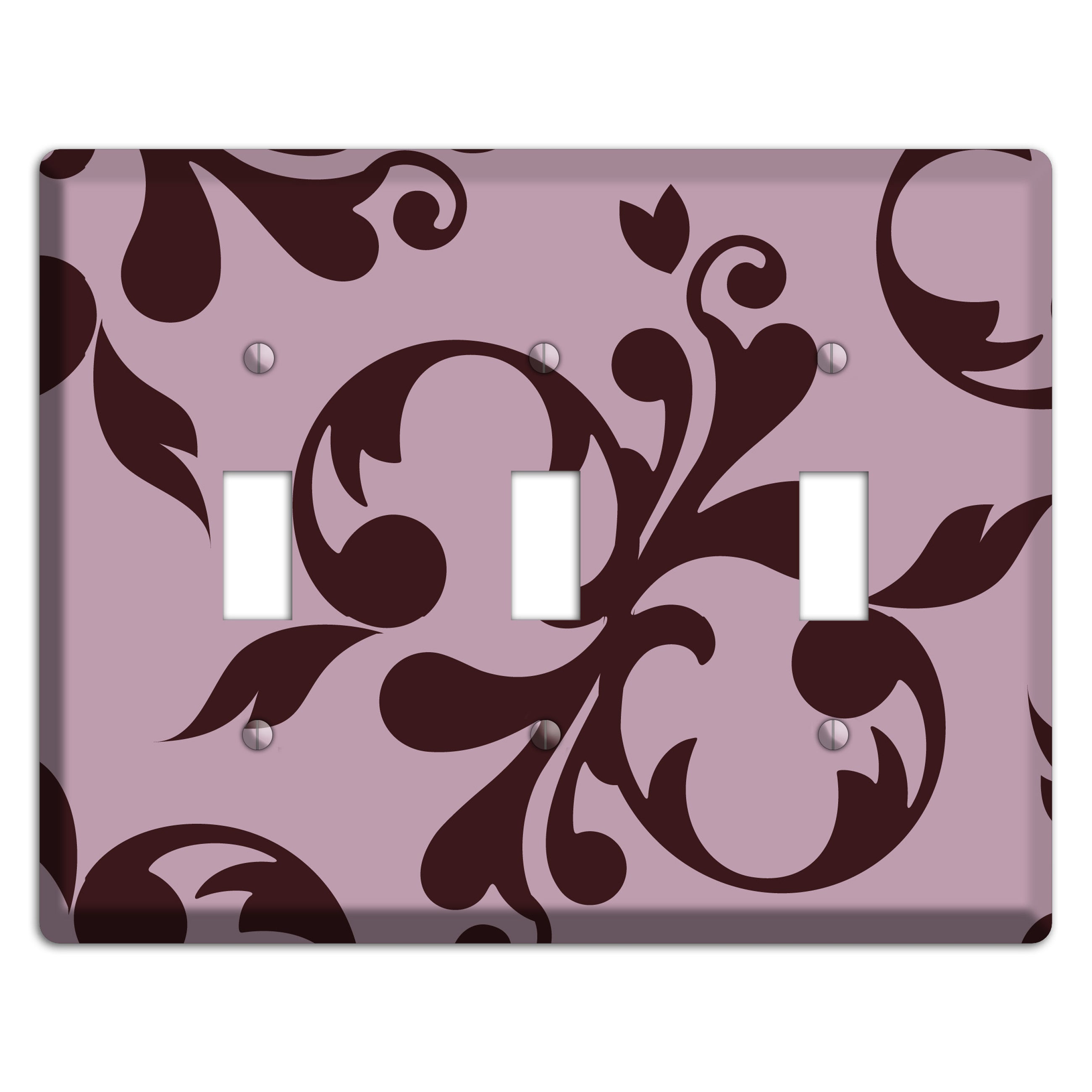Dusty Rose and Burgundy Toile 3 Toggle Wallplate