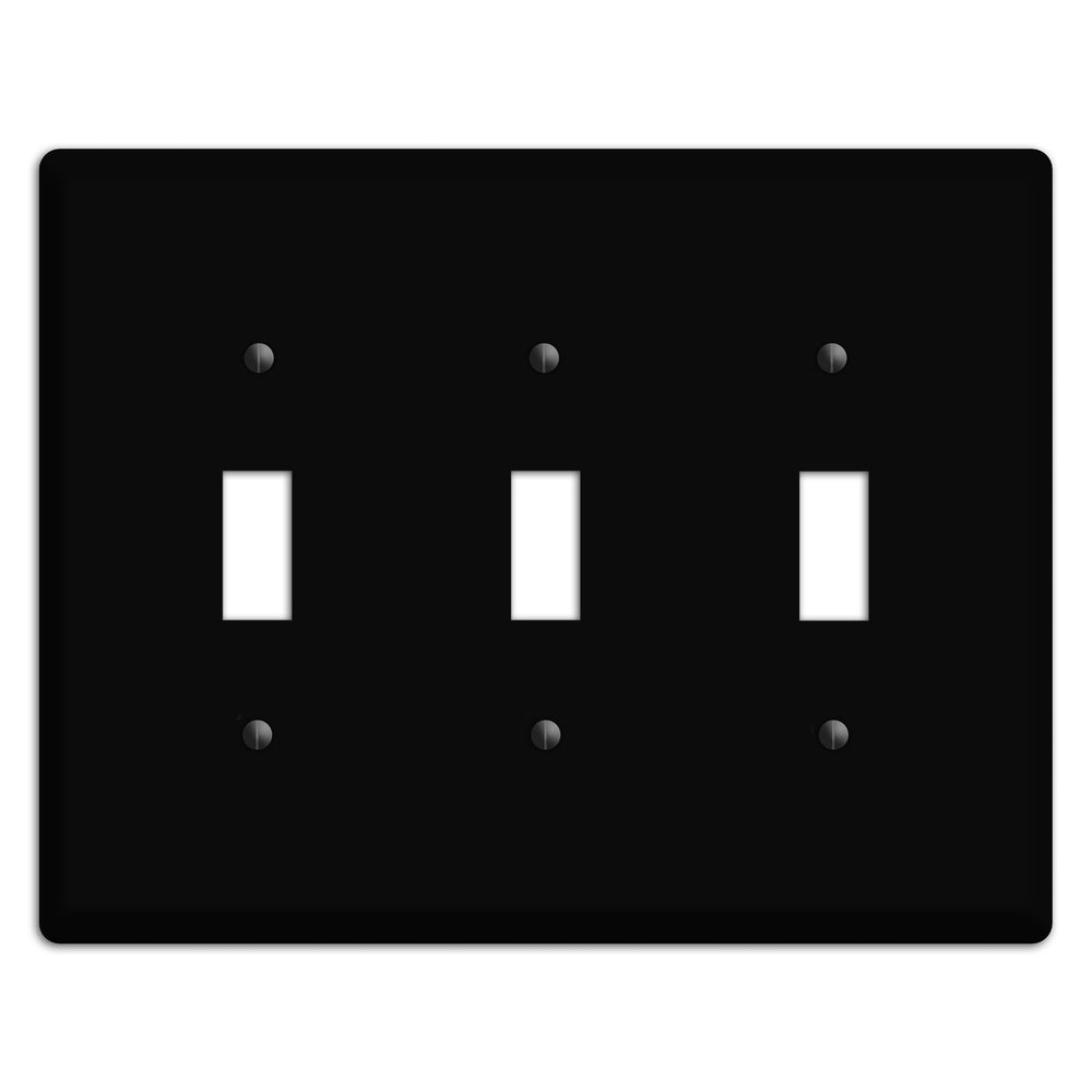Satin Black Metal 3 Toggle Wallplate