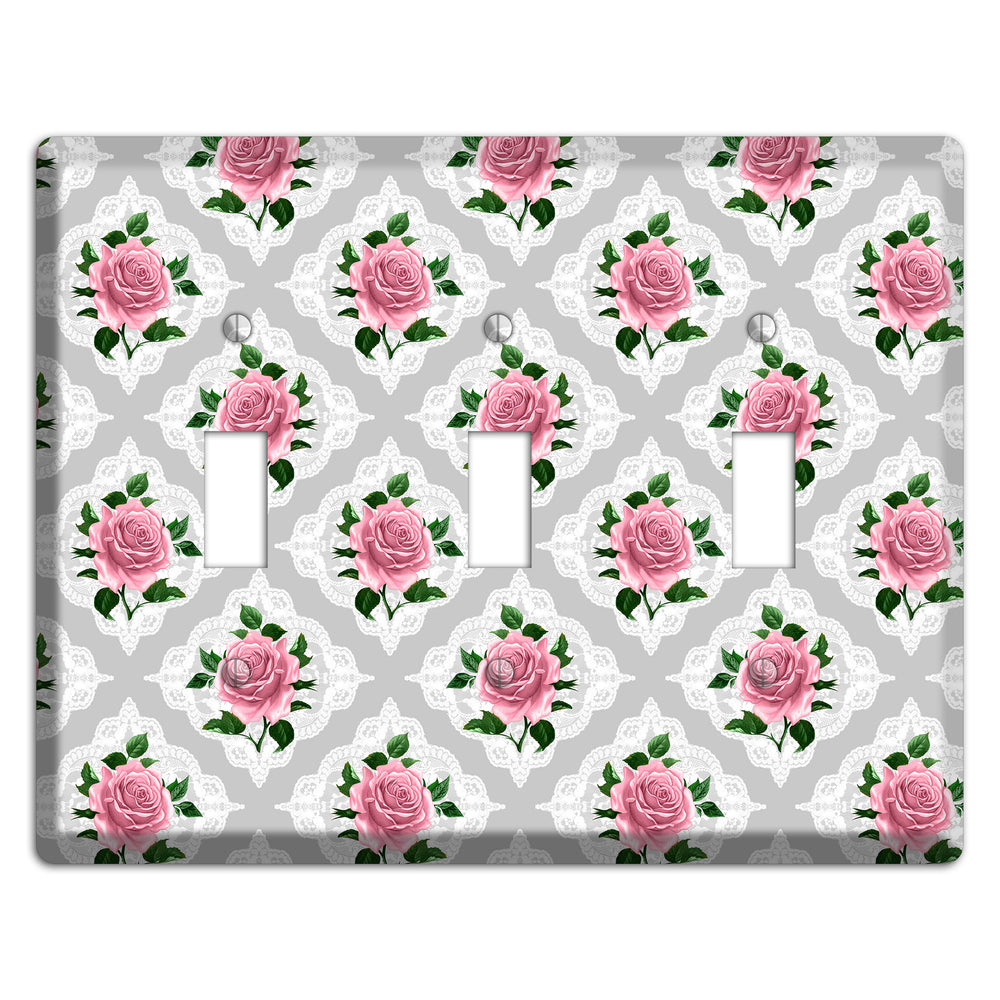 Gray Rose Doily 3 Toggle Wallplate
