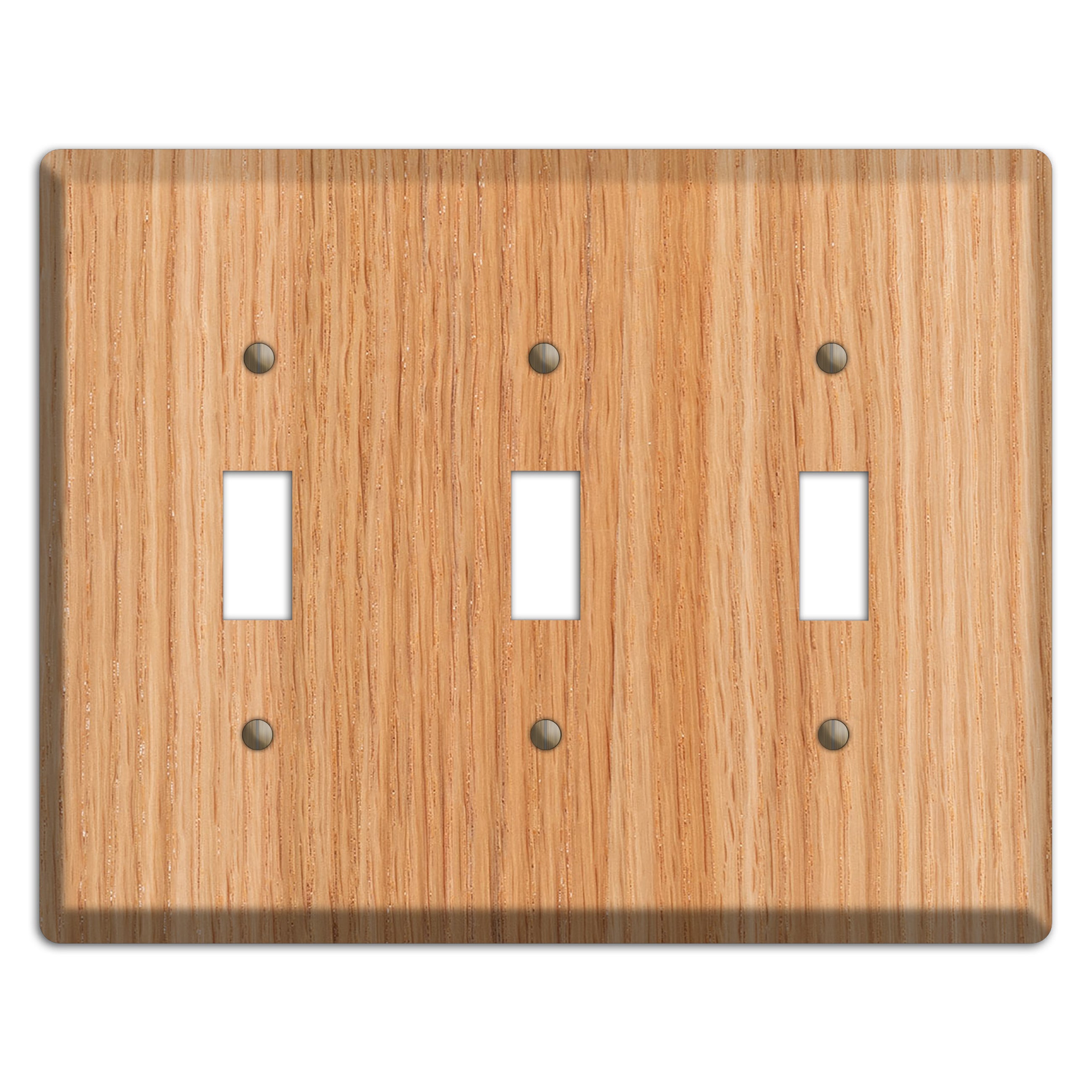 Unfinished Red Oak Wood Triple Toggle Switchplate