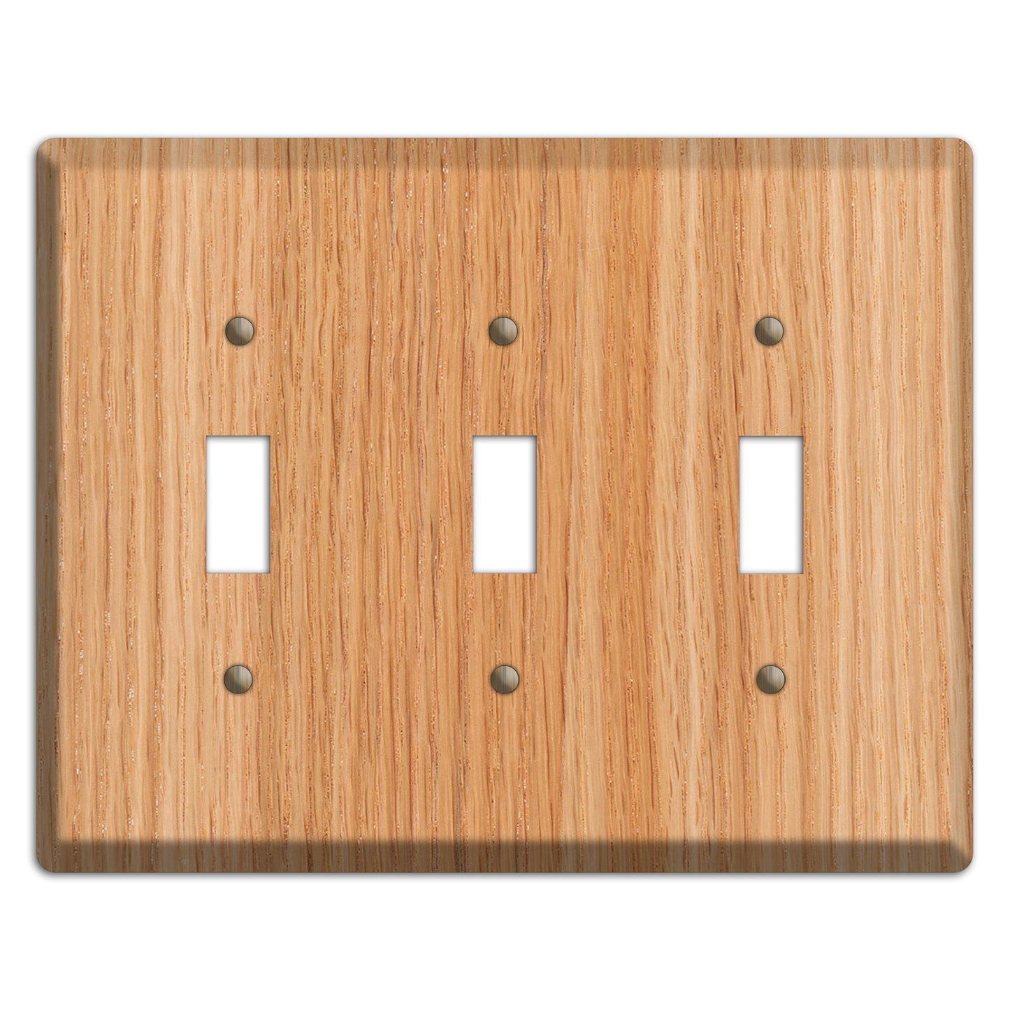 Unfinished Red Oak Wood Triple Toggle Switchplate