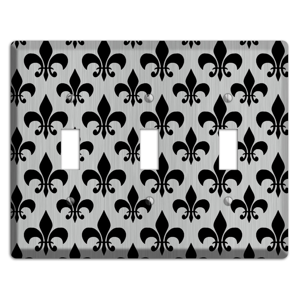 Fleur de Lis Stainless Steel 3 Toggle Wallplate
