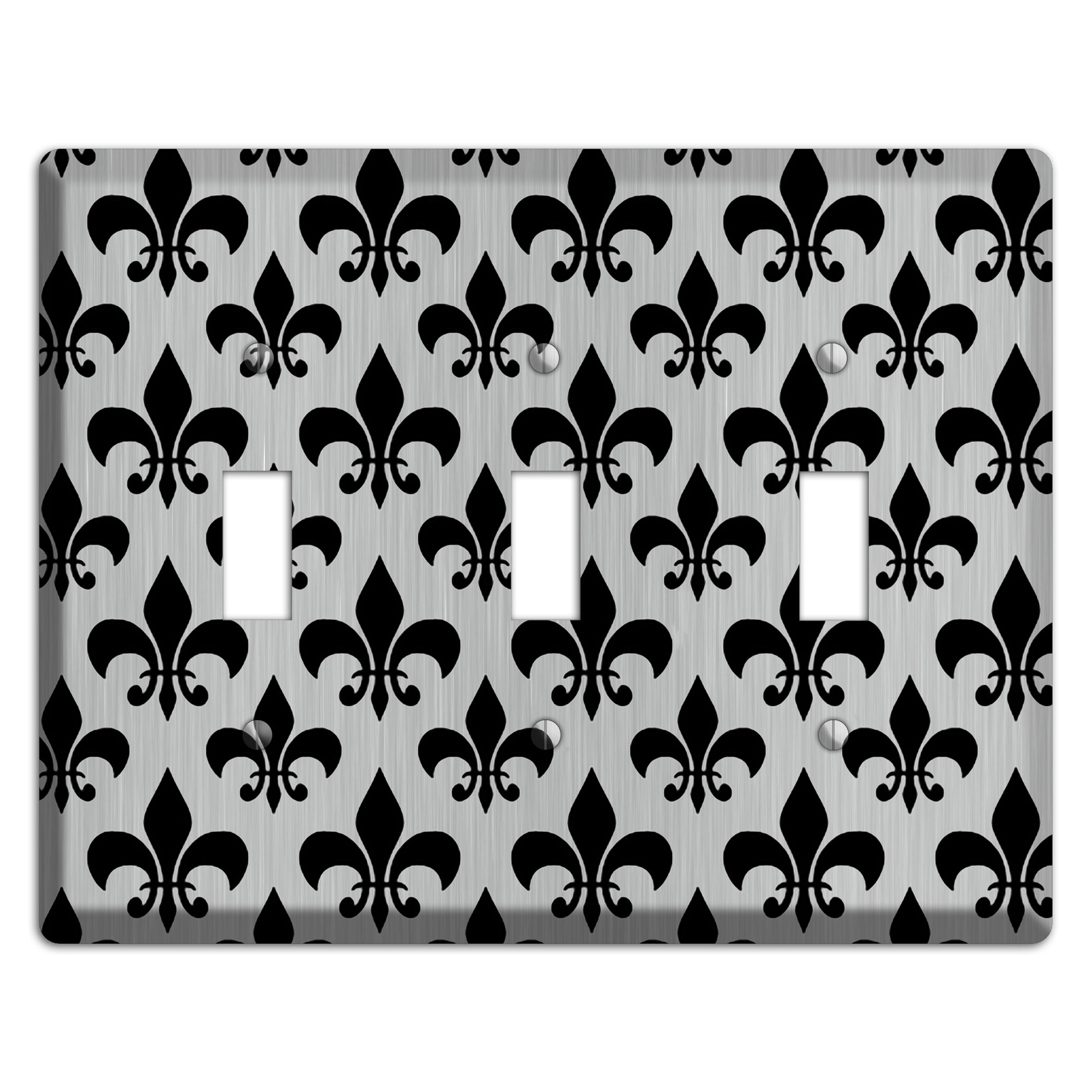 Fleur de Lis Stainless 3 Toggle Wallplate