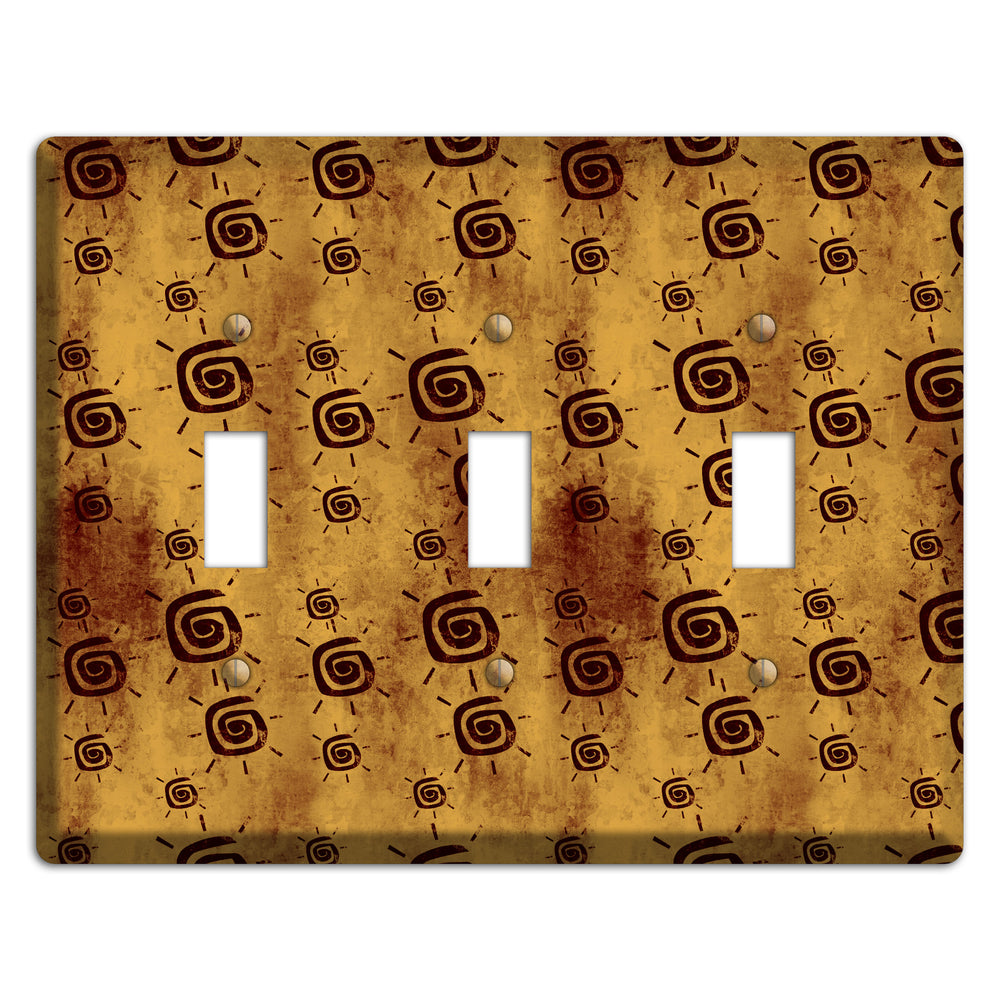 Mustard with Maroon Swirl 3 Toggle Wallplate