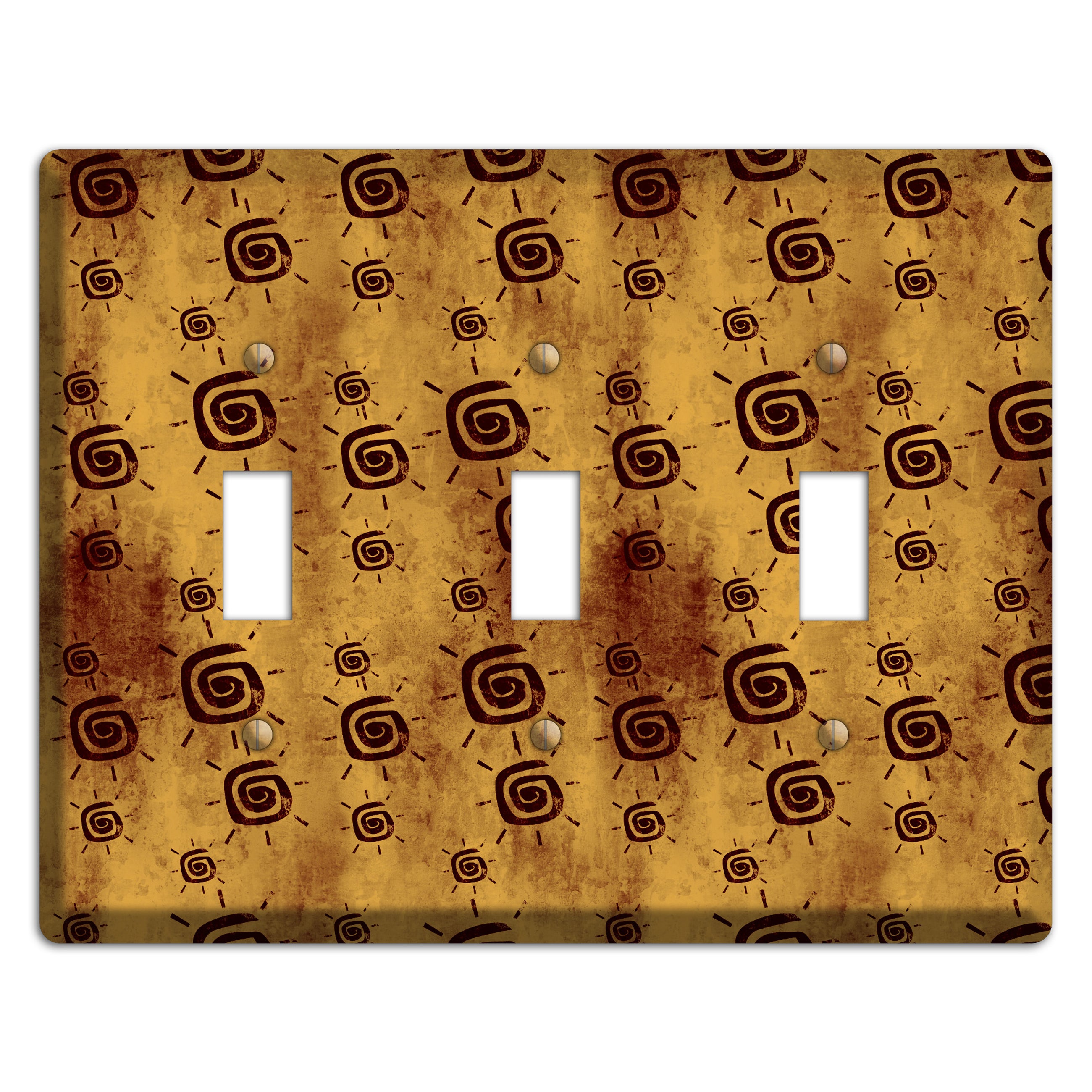 Mustard with Maroon Swirl 3 Toggle Wallplate