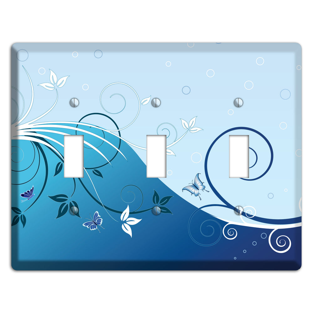Blue Floral Sprig 3 Toggle Wallplate