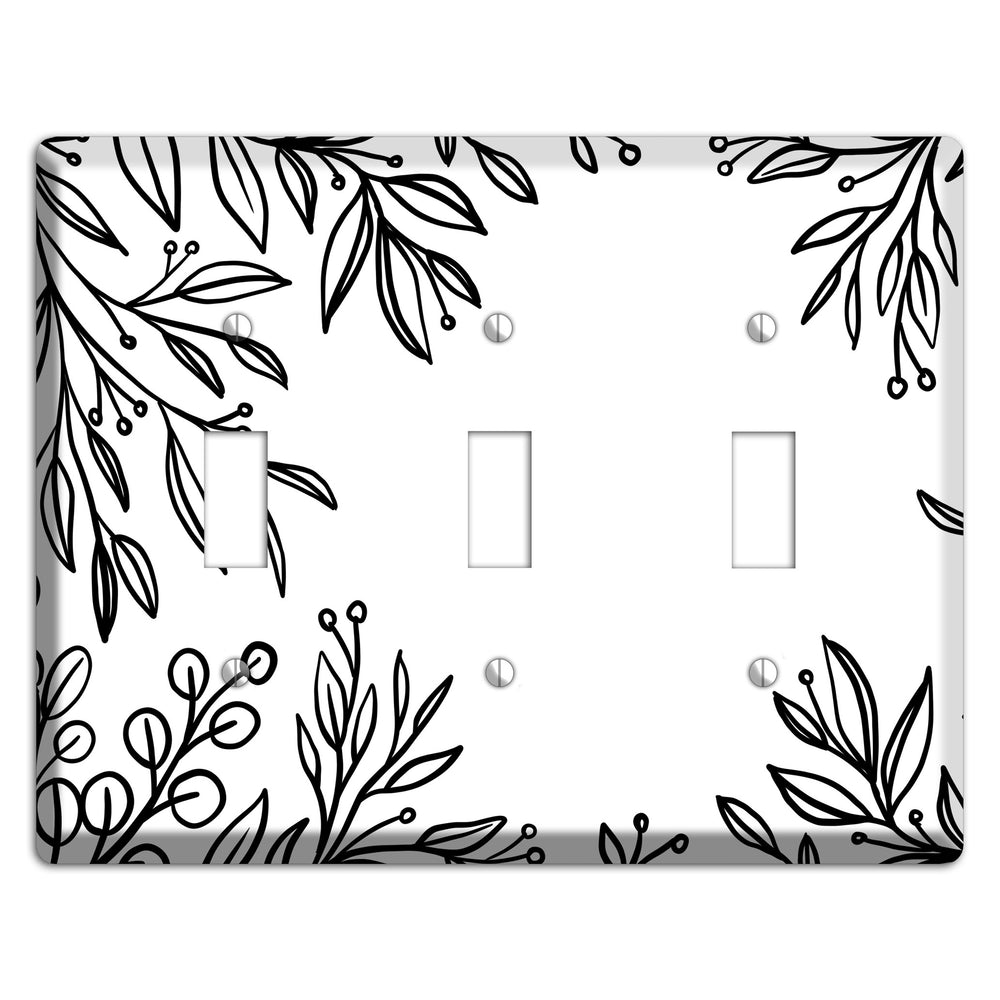 Hand-Drawn Floral 1 3 Toggle Wallplate