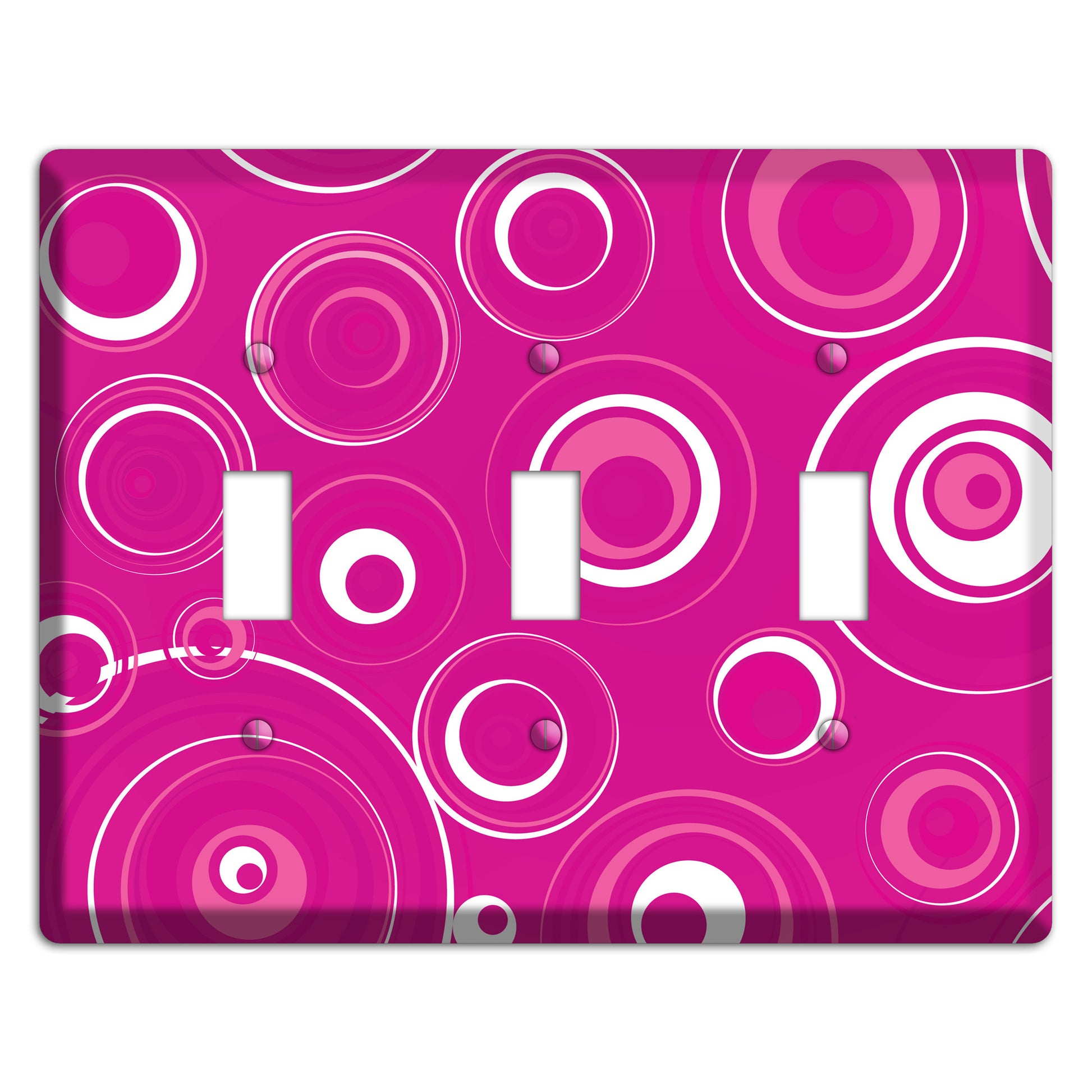 Dark Pink Circles 3 Toggle Wallplate