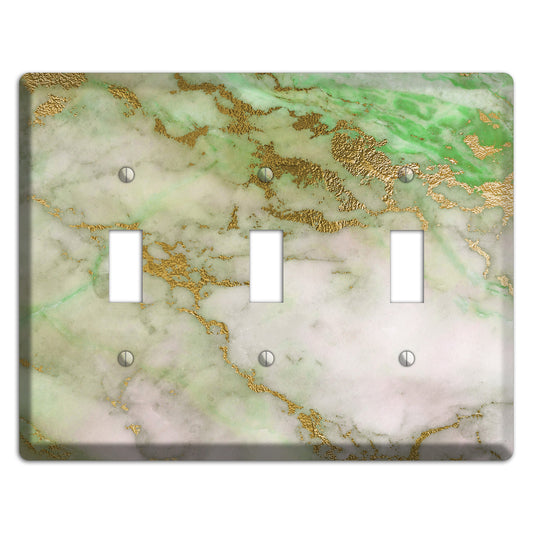 Swamp Green Marble 3 Toggle Wallplate