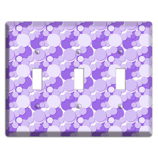 Multi Purple Bubble Dots 3 Toggle Wallplate