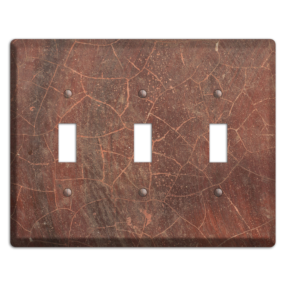 Maroon Cracked Concrete 3 Toggle Wallplate