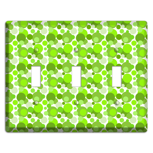 Multi Green Bubble Dots 3 Toggle Wallplate