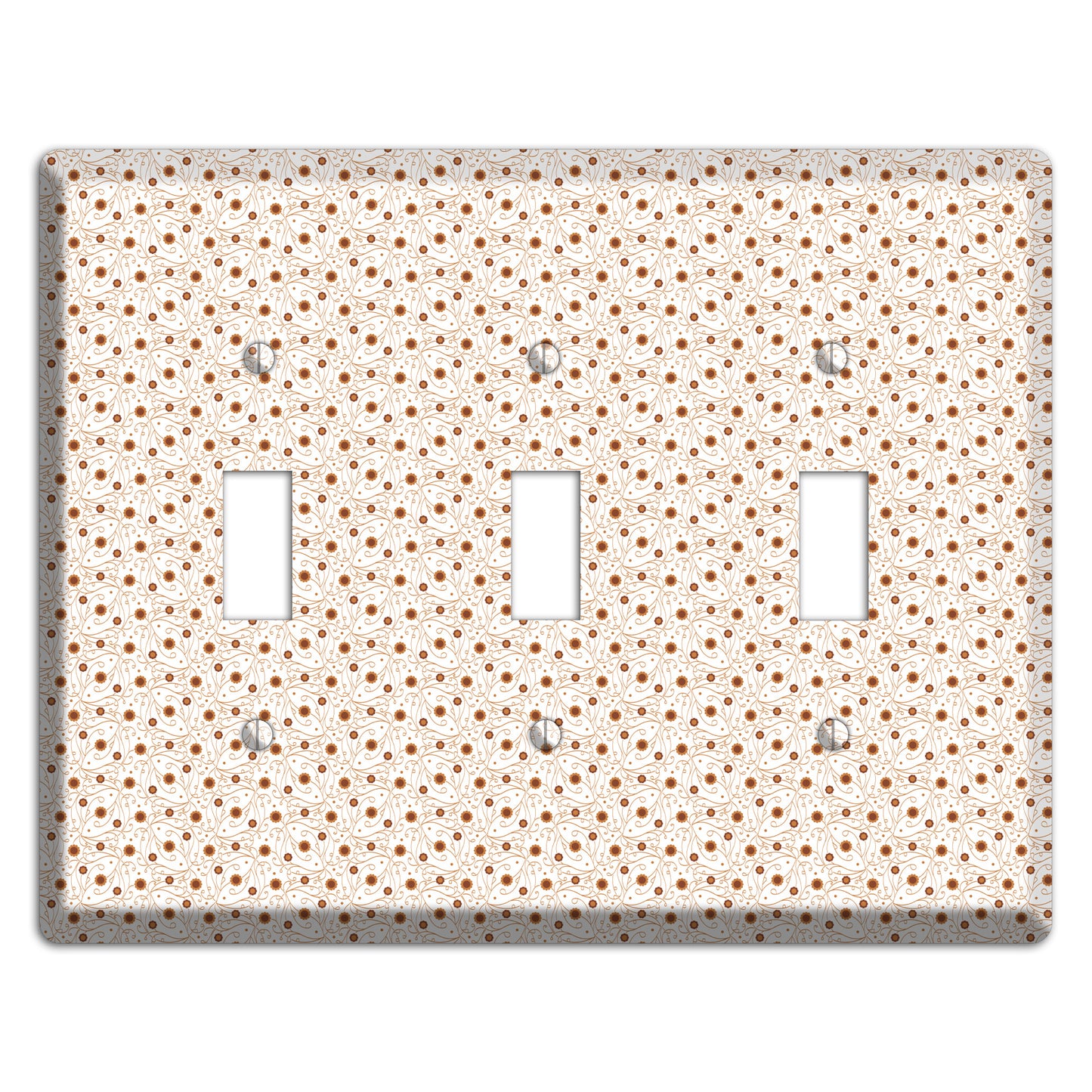 Tiny White Vine Floral 3 Toggle Wallplate