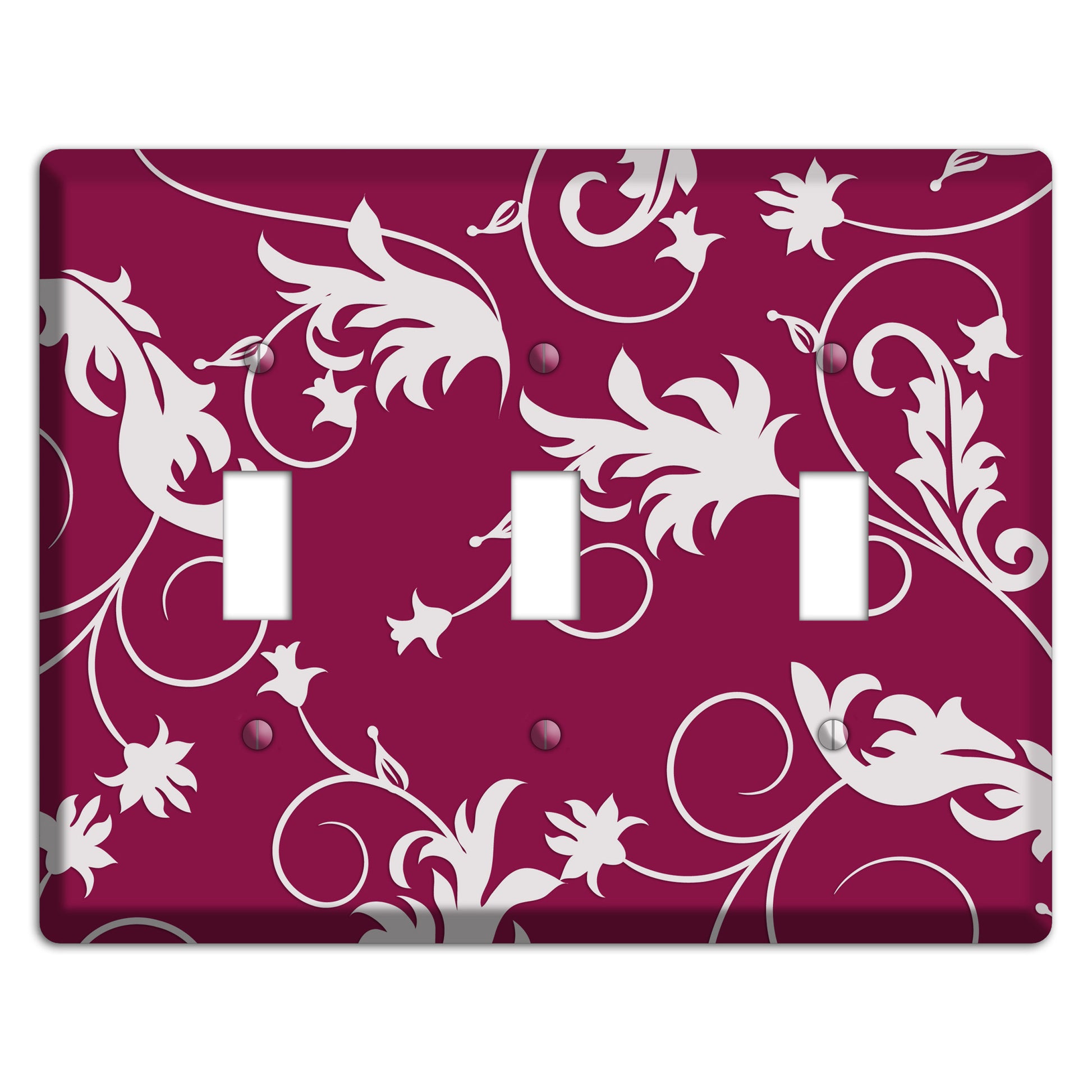 Fuschia Victorian Sprig 3 Toggle Wallplate