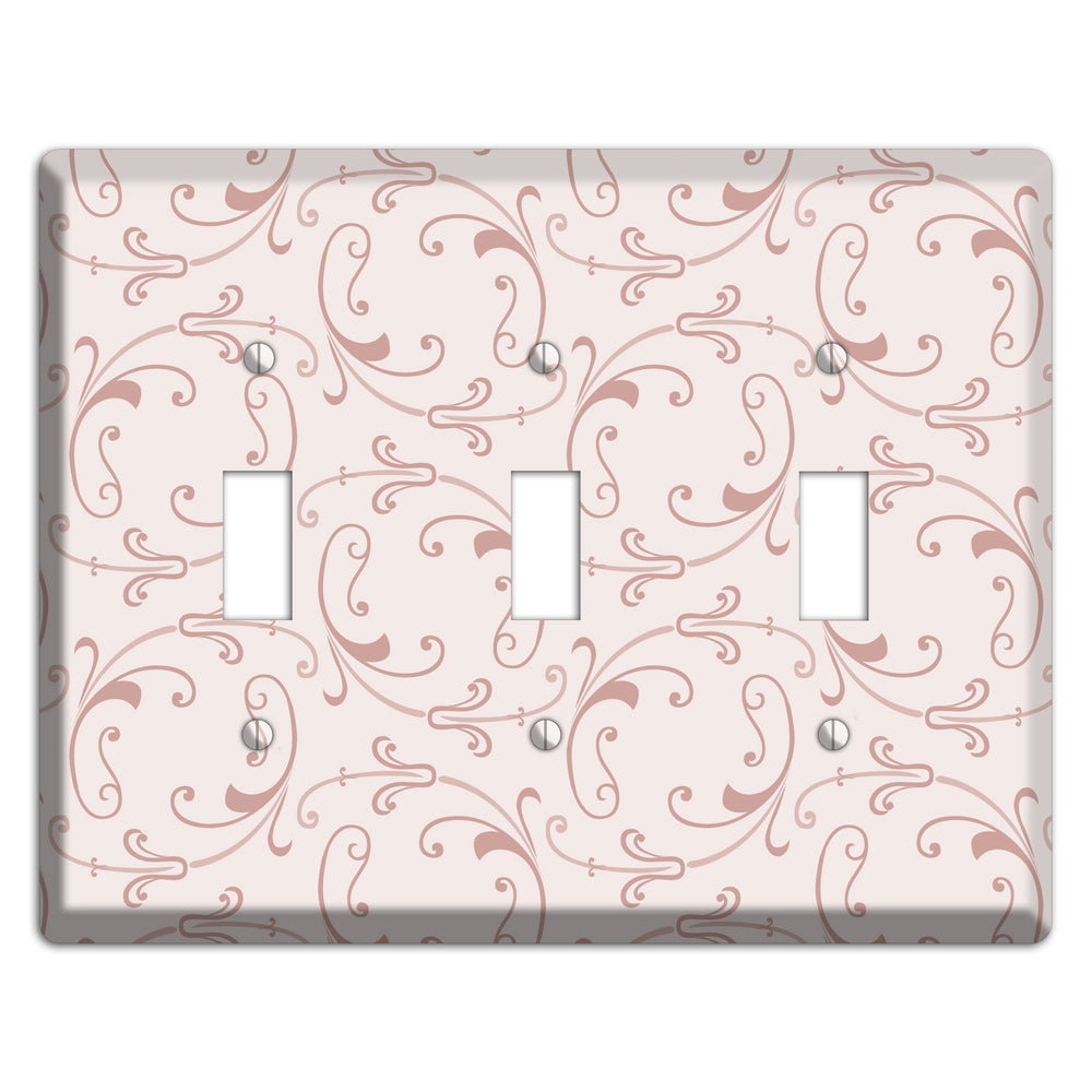 Dusty Rose Victorian Sprig 3 Toggle Wallplate