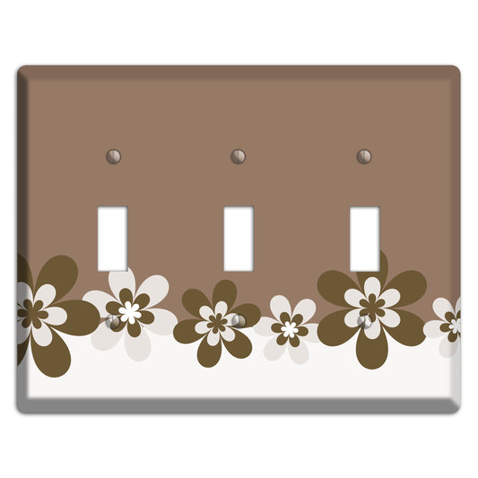 Brown Hippie Flowers 3 Toggle Wallplate