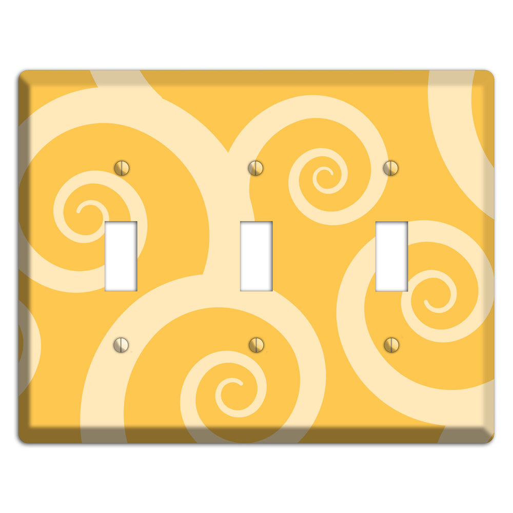 Yellow Tones Large Swirl 3 Toggle Wallplate