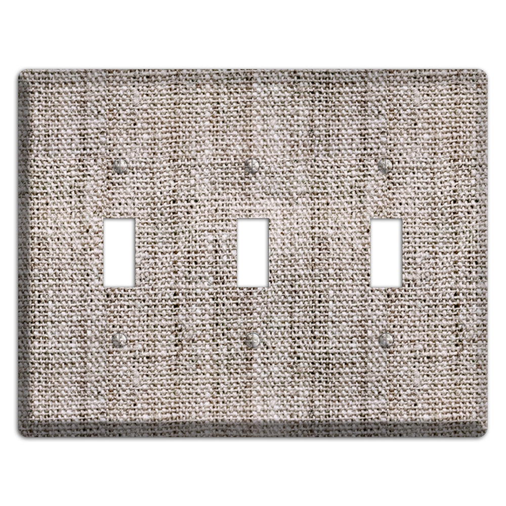 Natural Gray Burlap 3 Toggle Wallplate