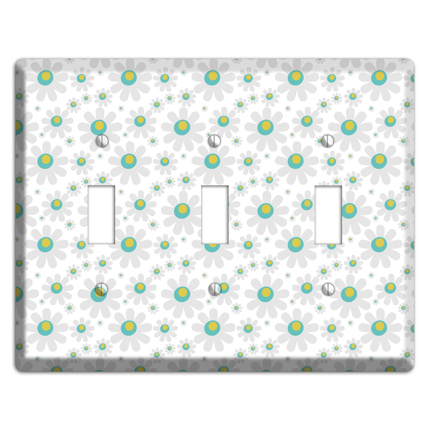 White and Green Flower Power 3 Toggle Wallplate