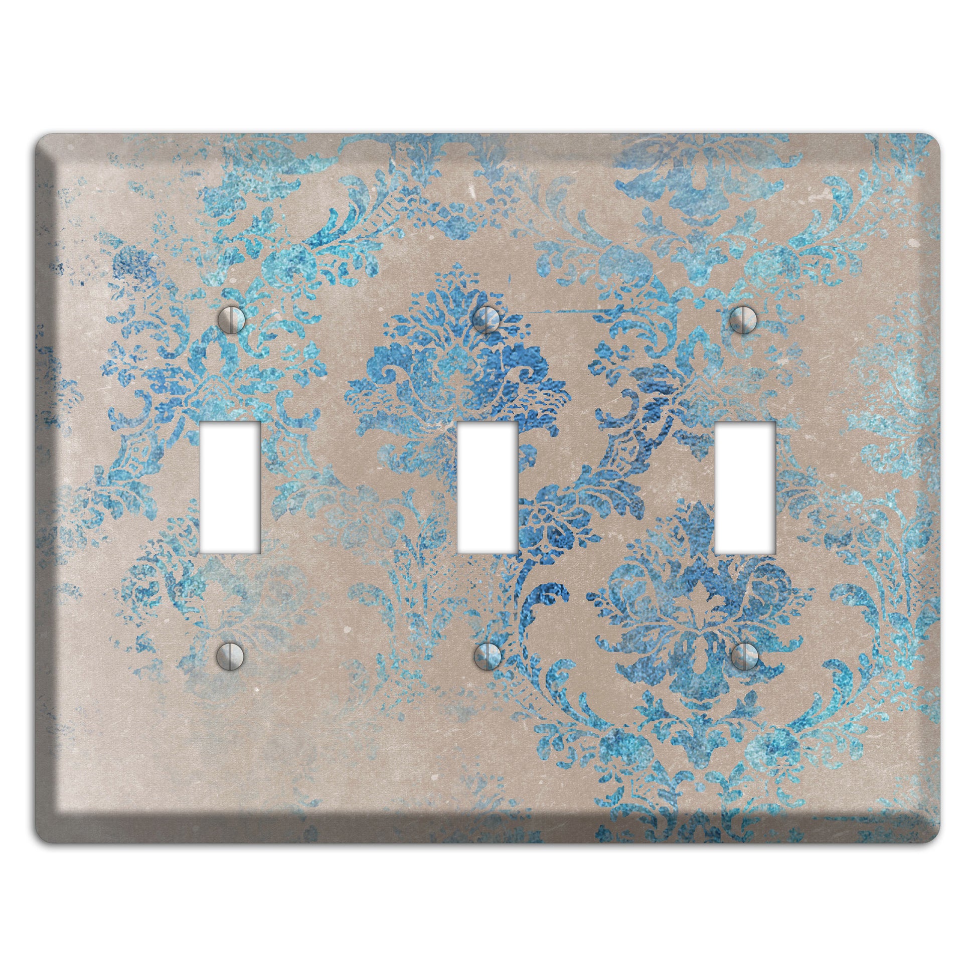 Pewter Whimsical Damask 3 Toggle Wallplate