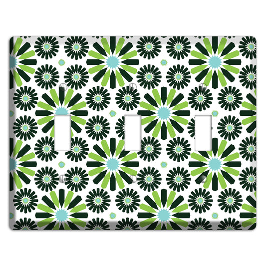 Lime and Teal Scandinavian Floral 2 3 Toggle Wallplate