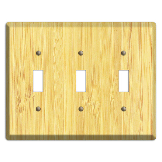 Natural Bamboo Wood Triple Toggle Switchplate