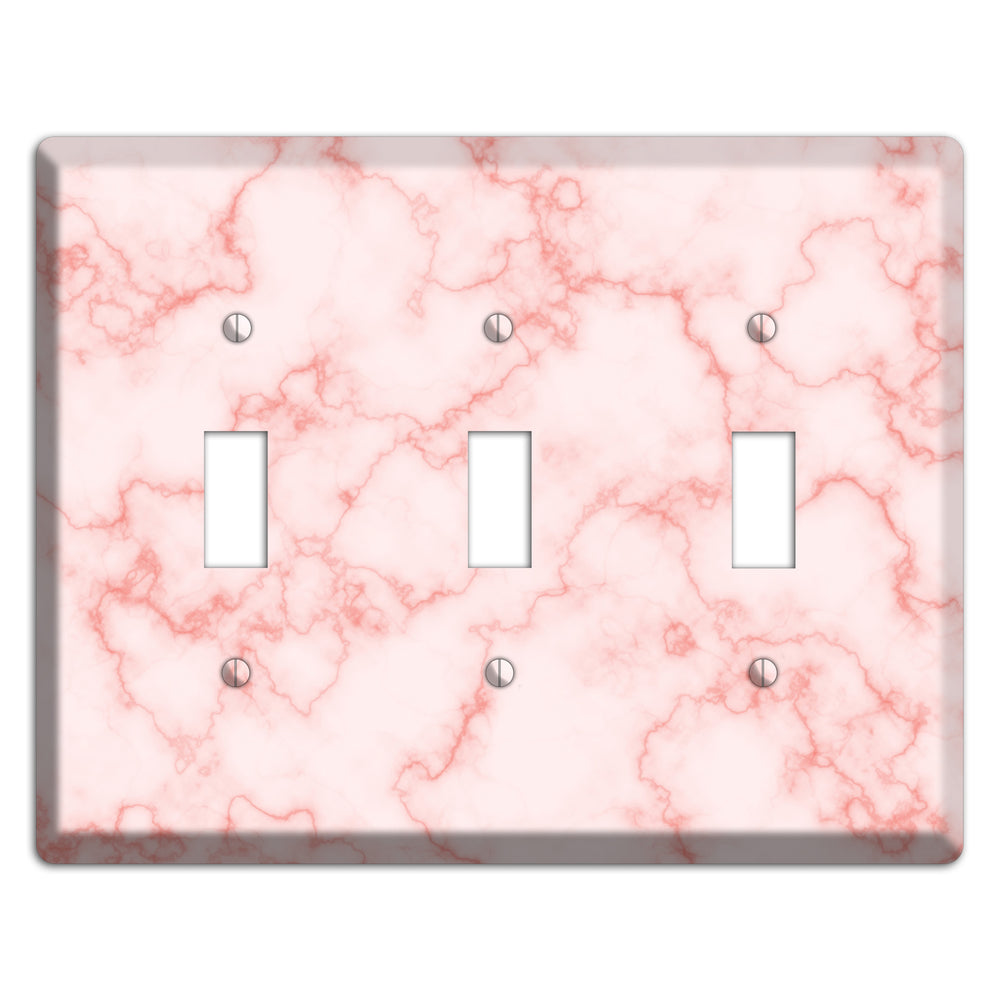 Pink Stained Marble 3 Toggle Wallplate