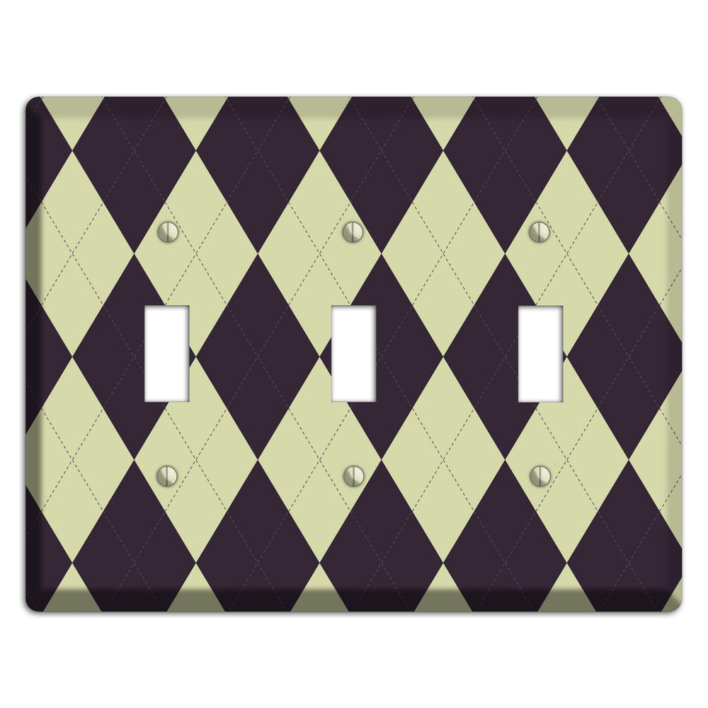 Beige Argyle 3 Toggle Wallplate
