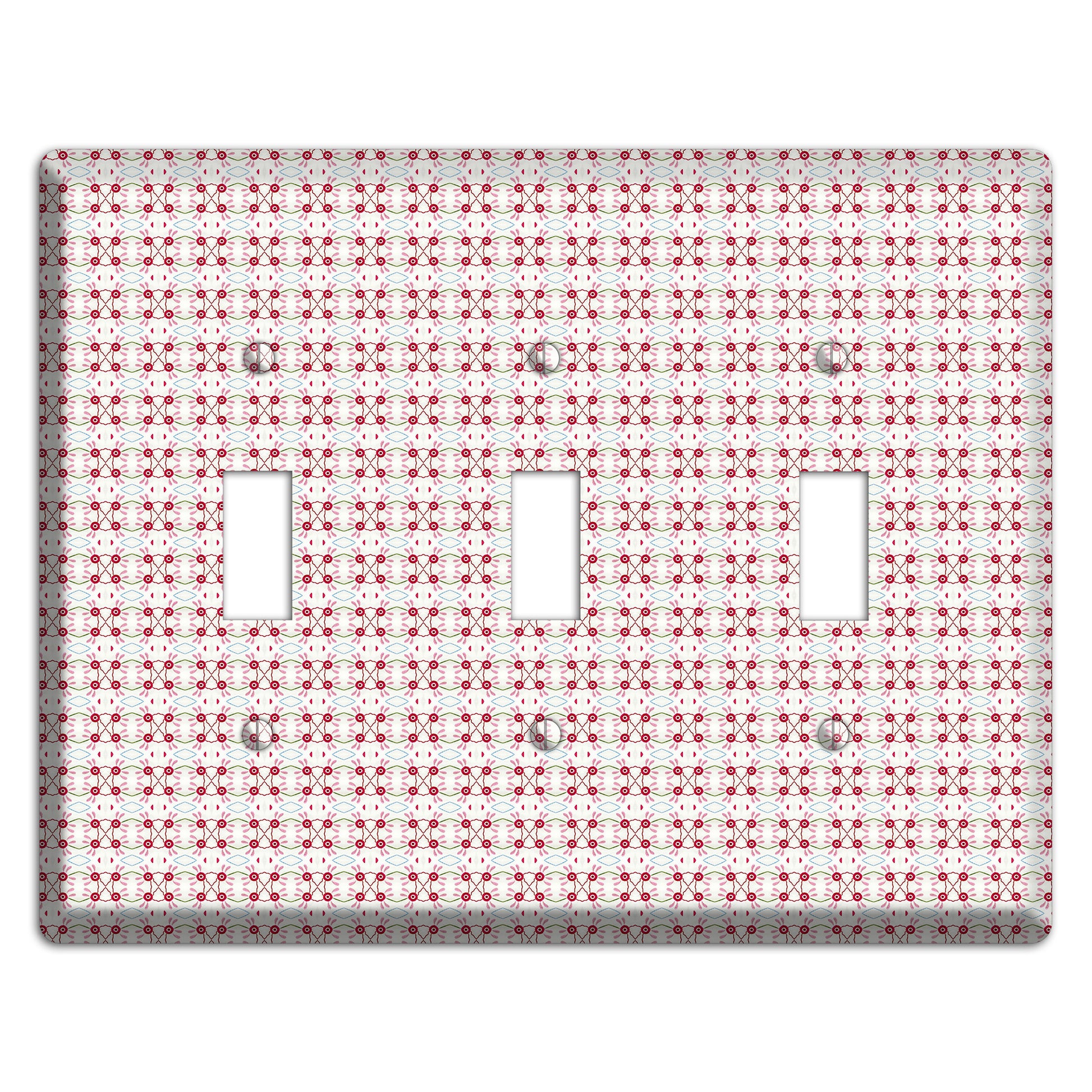 White with Red Ball and Stick Tapestry 3 Toggle Wallplate