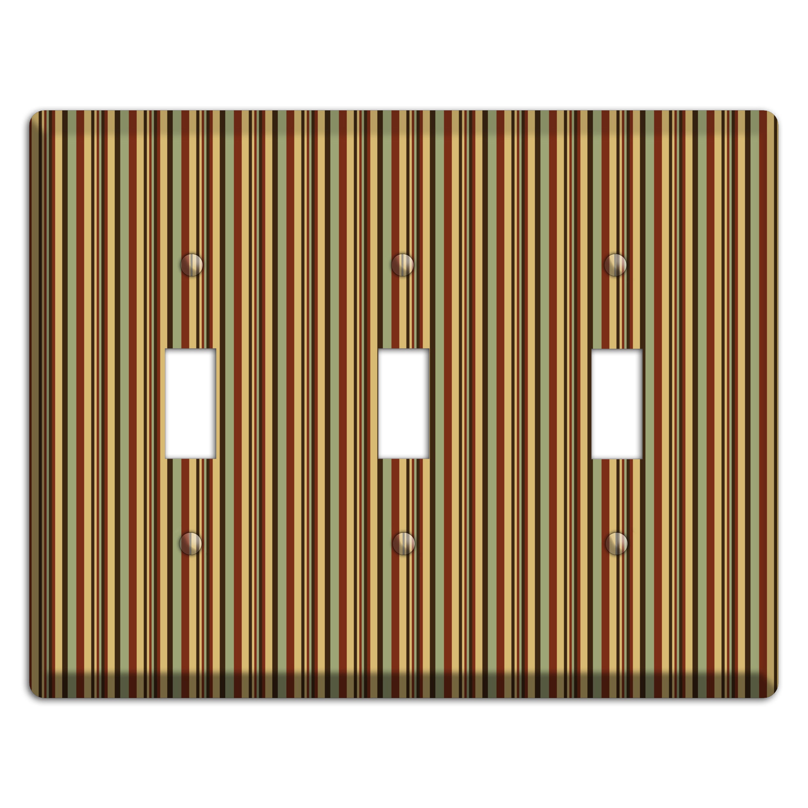 Red and Green Stripes 3 Toggle Wallplate