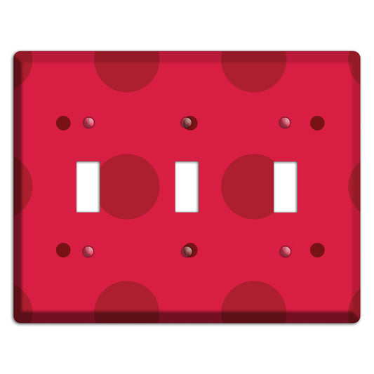 Red with Red Multi Tiled Medium Dots 3 Toggle Wallplate