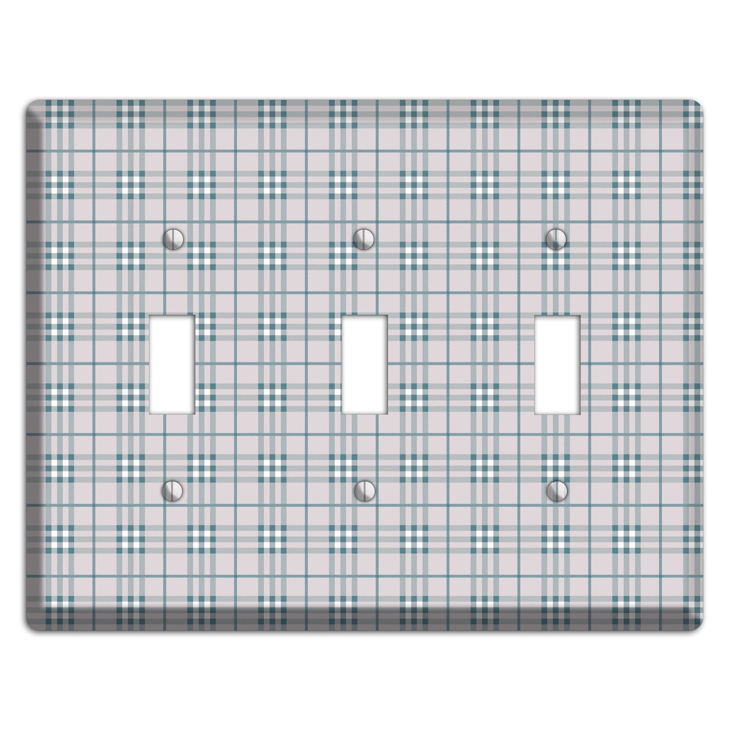 Multi Grey Plaid 3 Toggle Wallplate