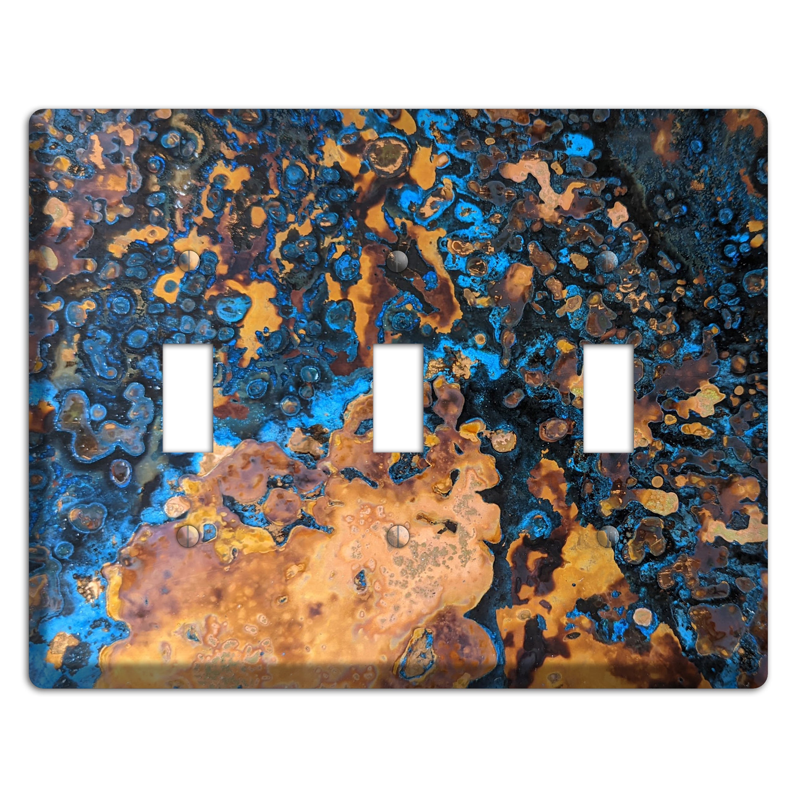Solid Copper Turquoise Triple Toggle Switchplate