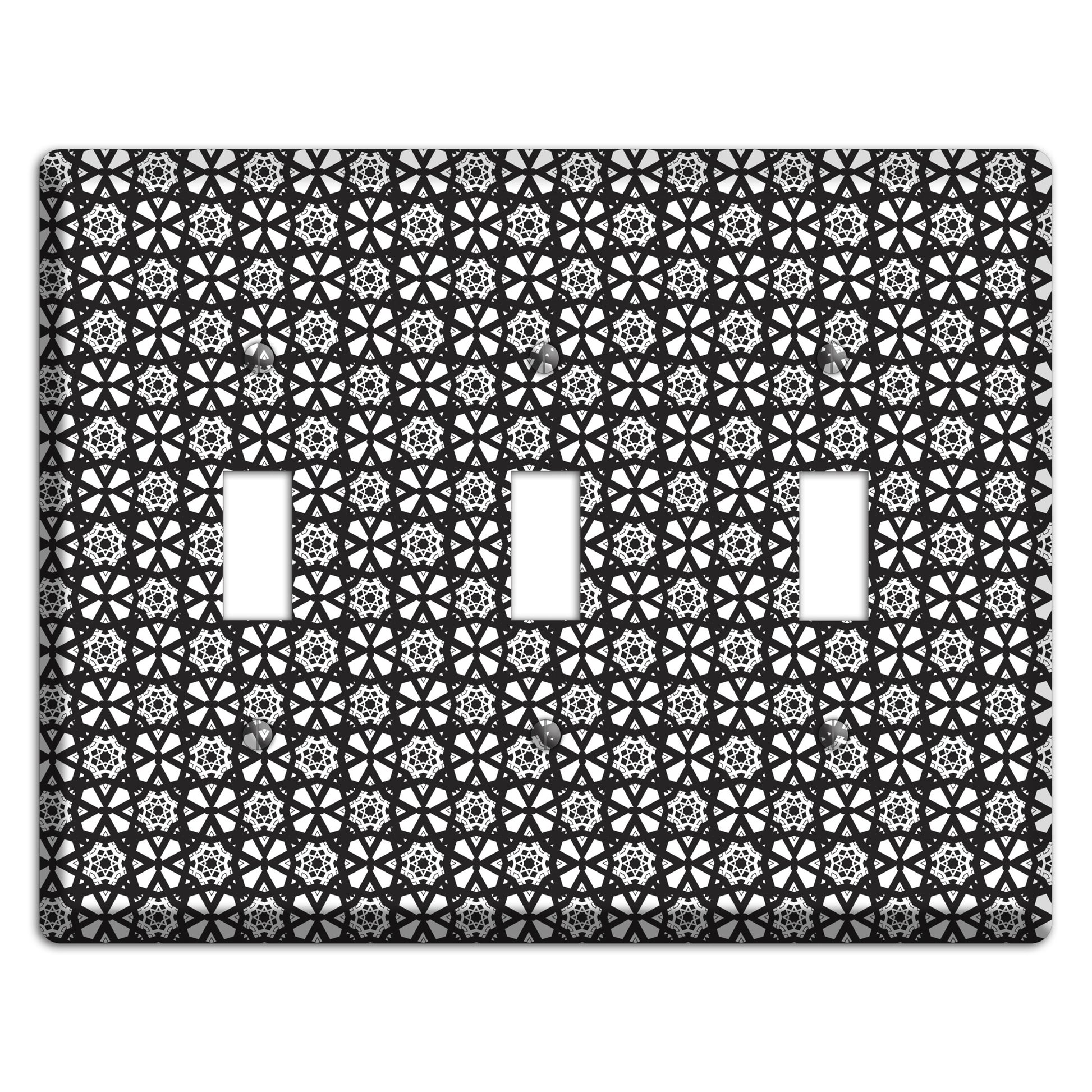 White with Black Arabesque 3 Toggle Wallplate
