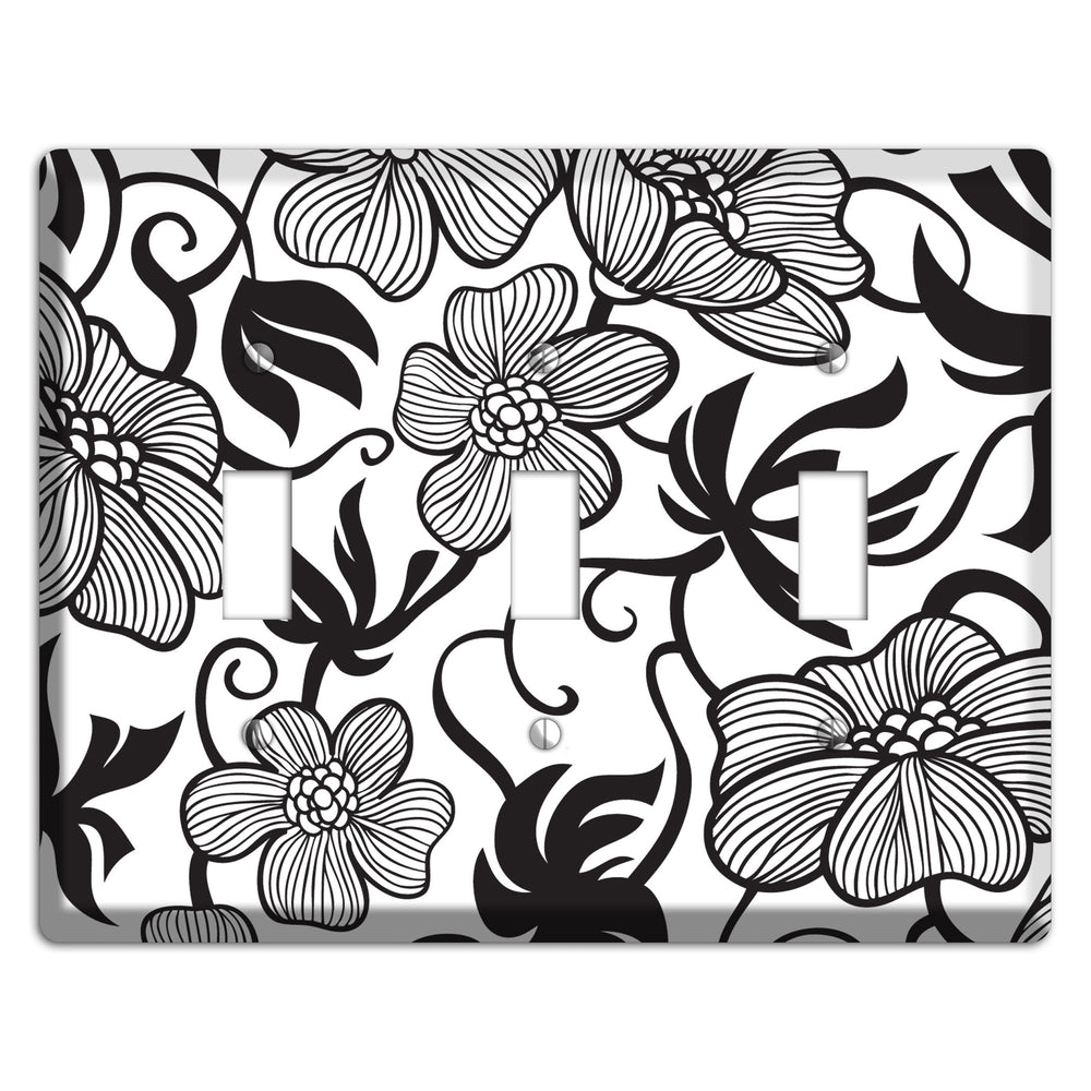 White with Black Tropical 3 Toggle Wallplate