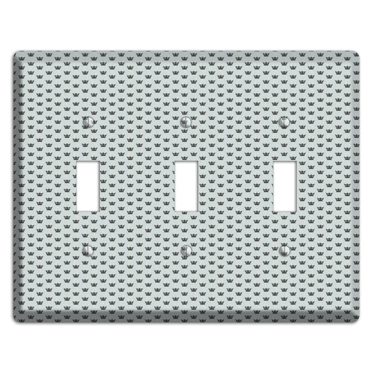 Dusty Blue with Crowns 3 Toggle Wallplate