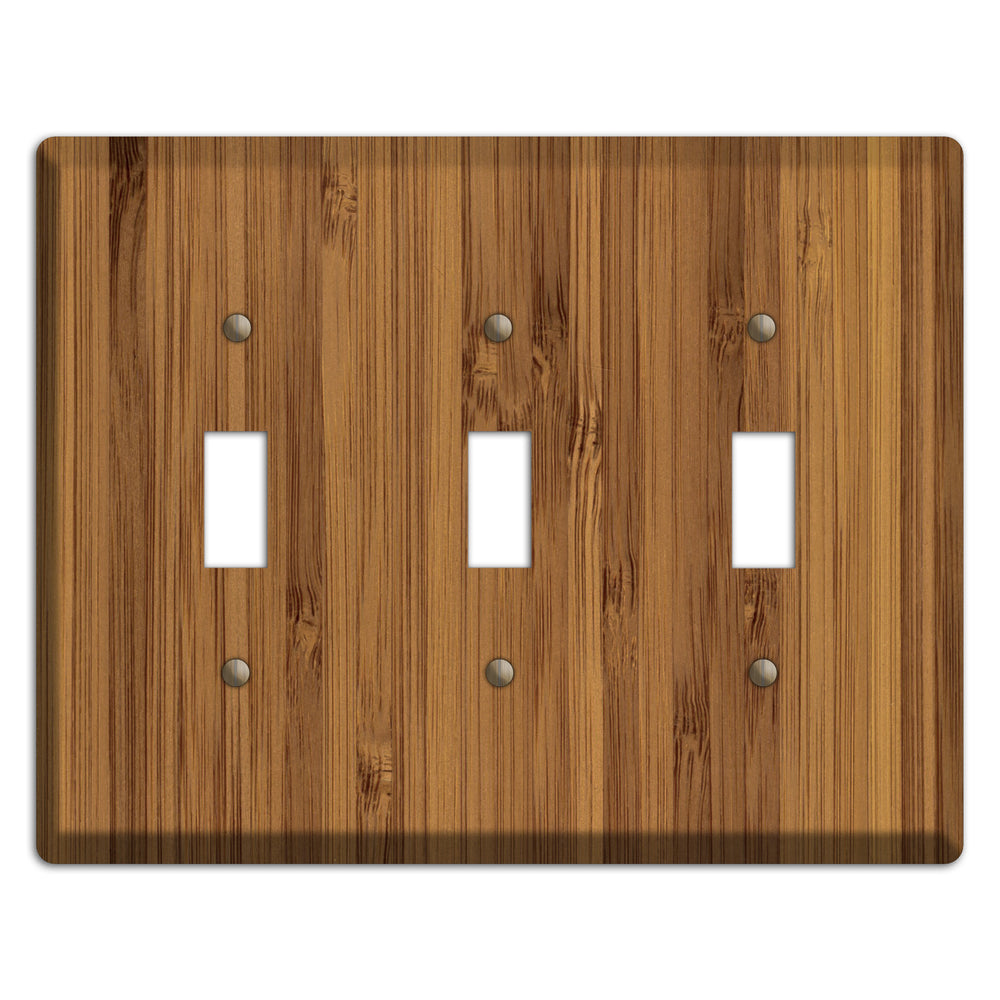 Caramel Bamboo Wood Triple Toggle Switchplate