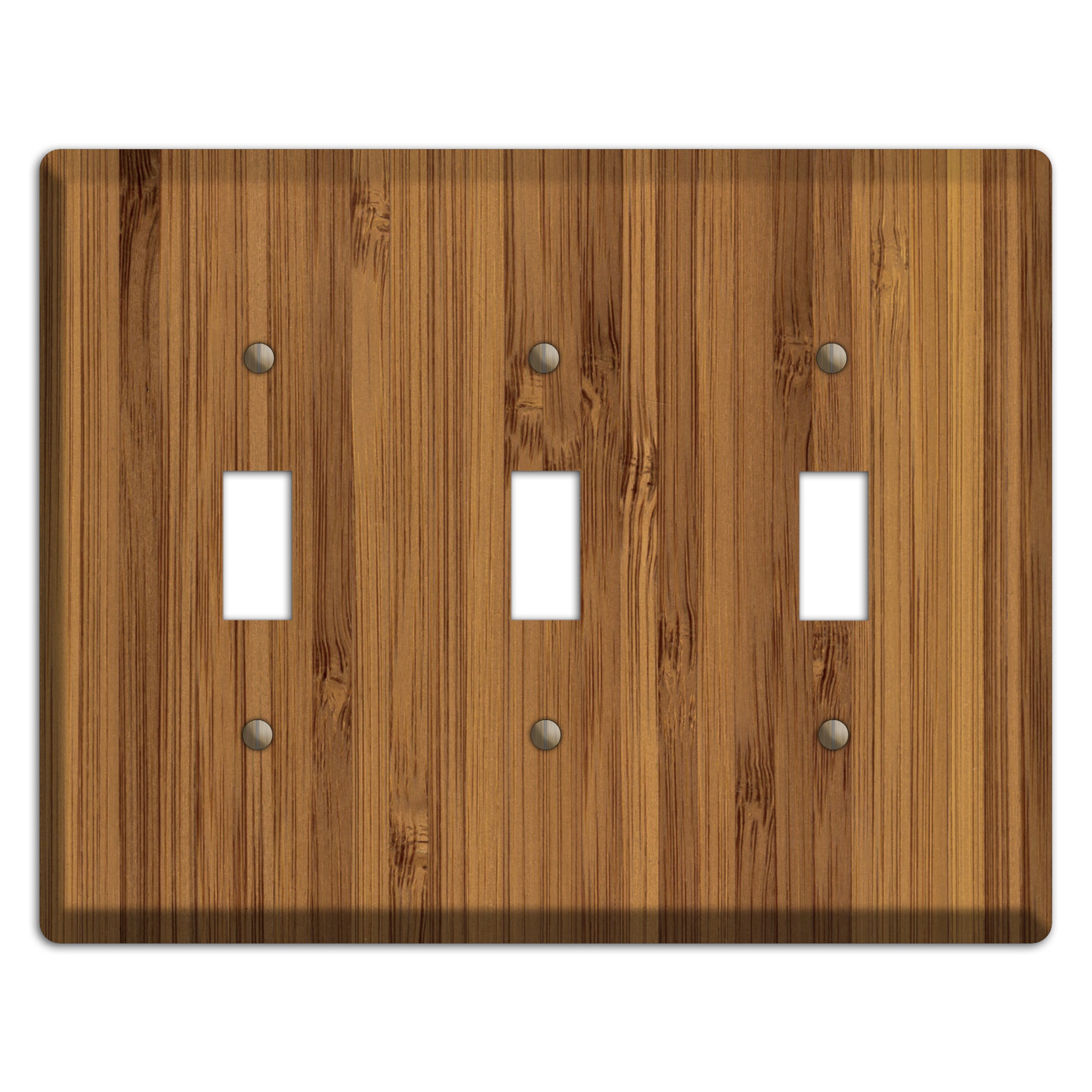 Caramel Bamboo Wood Triple Toggle Switchplate