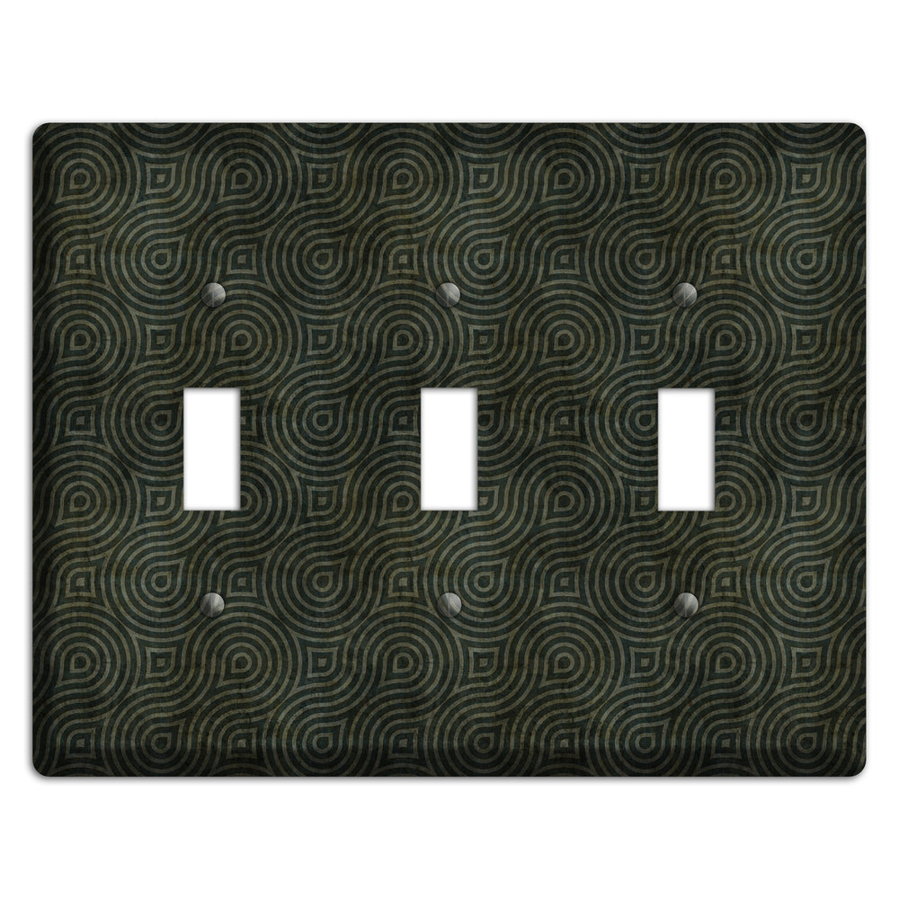 Green and Black Swirl 3 Toggle Wallplate