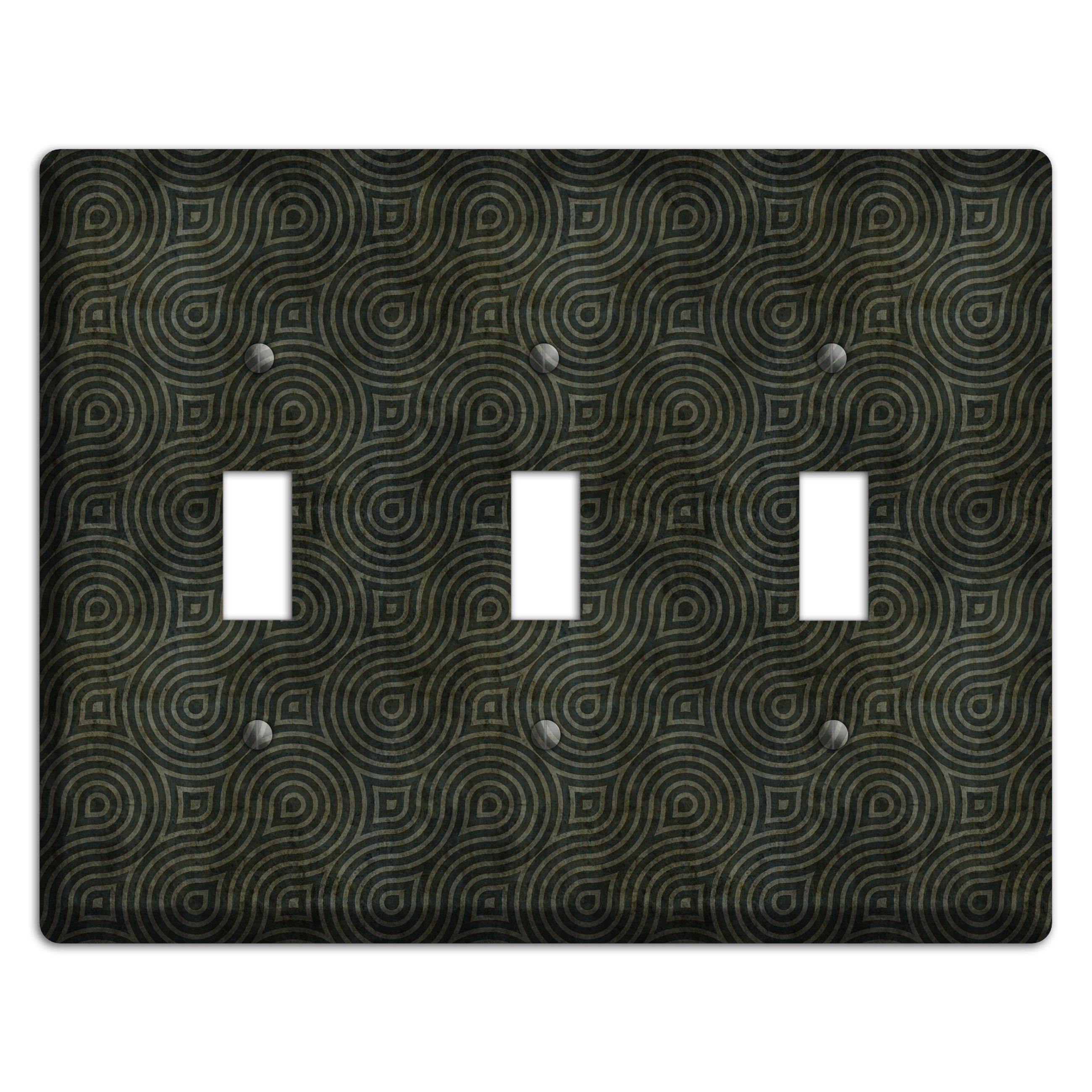 Green and Black Swirl 3 Toggle Wallplate