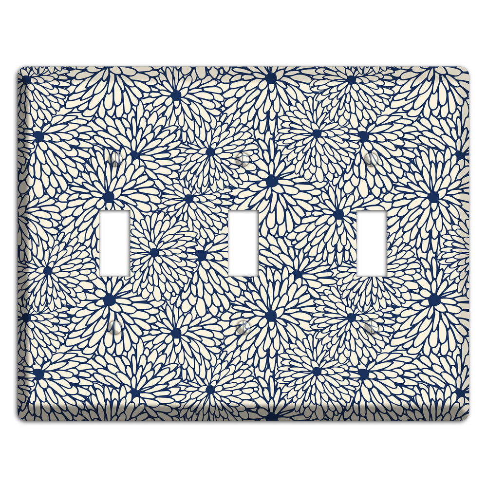 Beige Floral Burst 3 Toggle Wallplate
