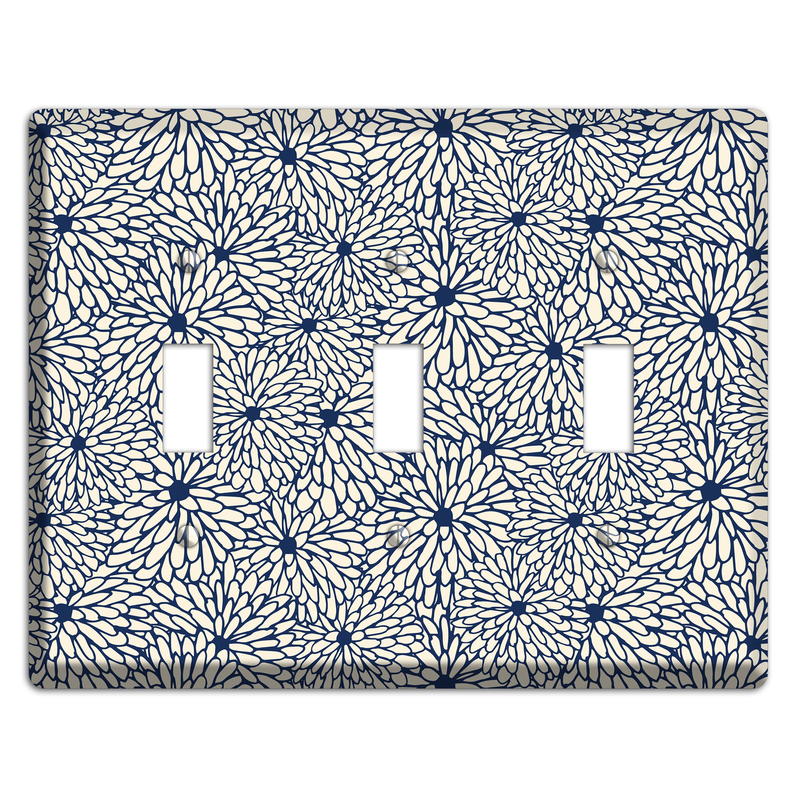 Beige Floral Burst 3 Toggle Wallplate