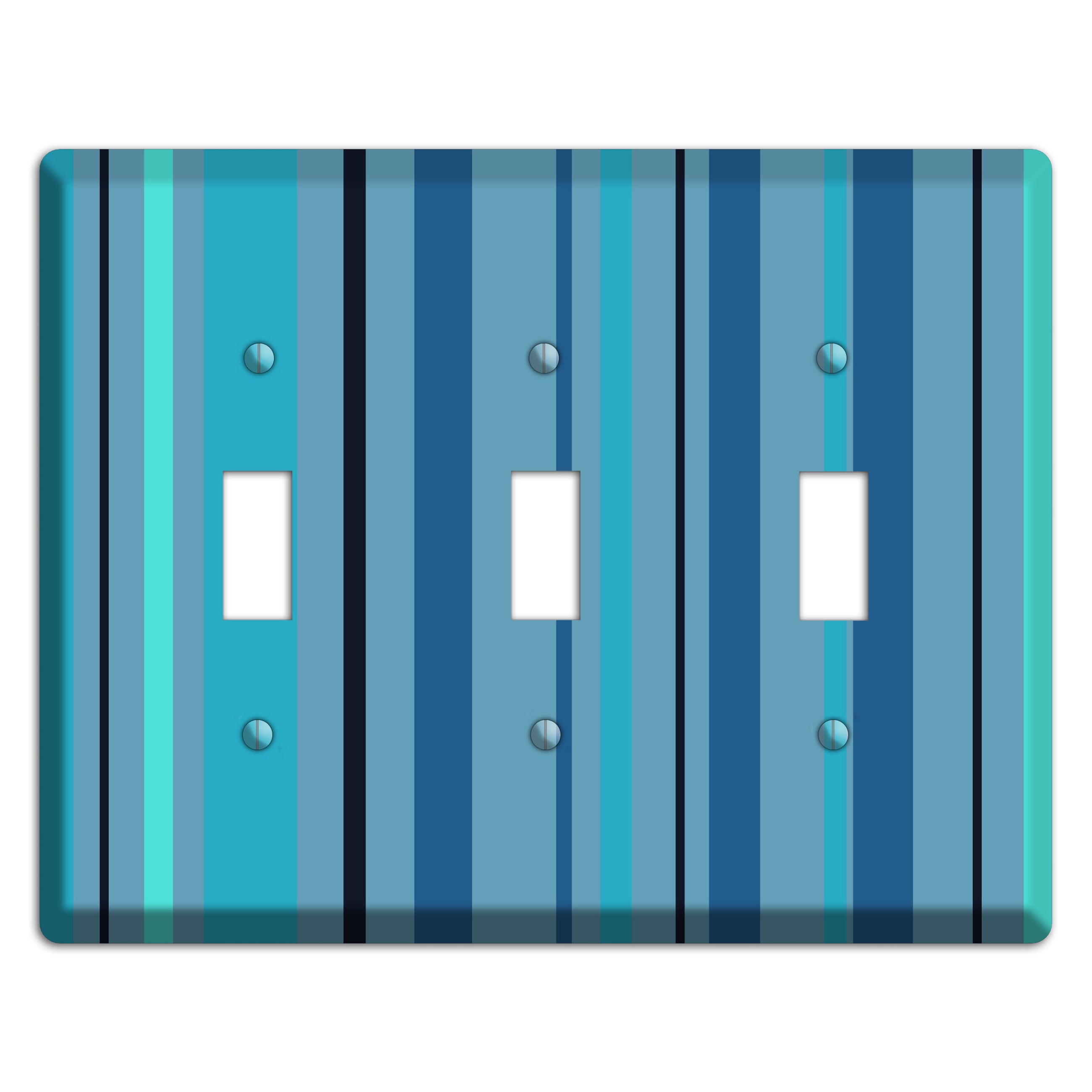 Multi Turquoise Vertical Stripe 3 Toggle Wallplate