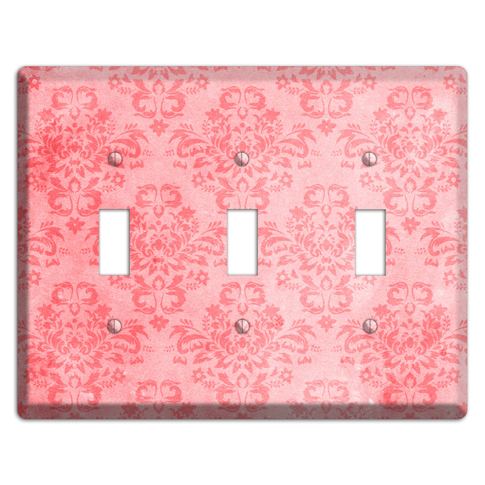 Rose Bud Soft Coral 3 Toggle Wallplate