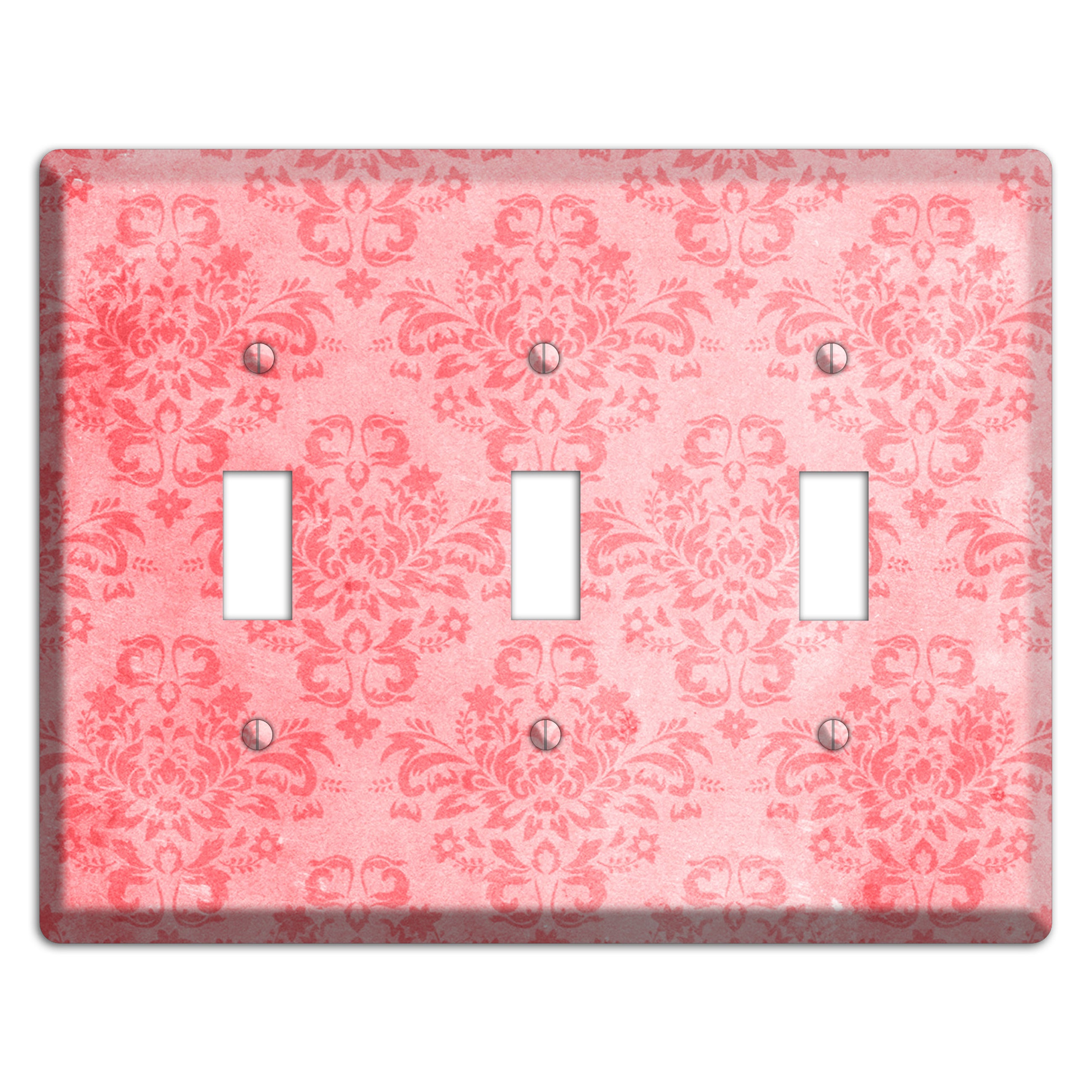 Rose Bud Soft Coral 3 Toggle Wallplate